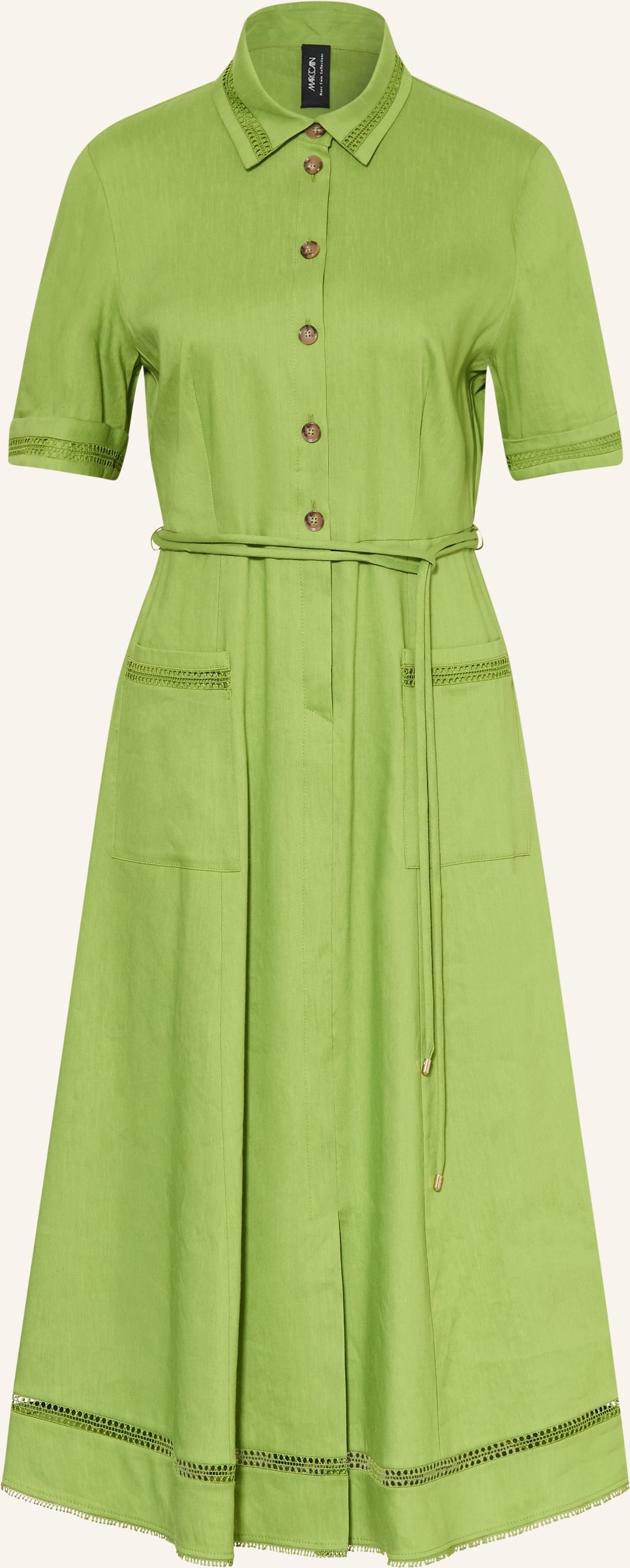 Marc Cain Hemdblusenkleid Mit Leinen Und Spitze gruen