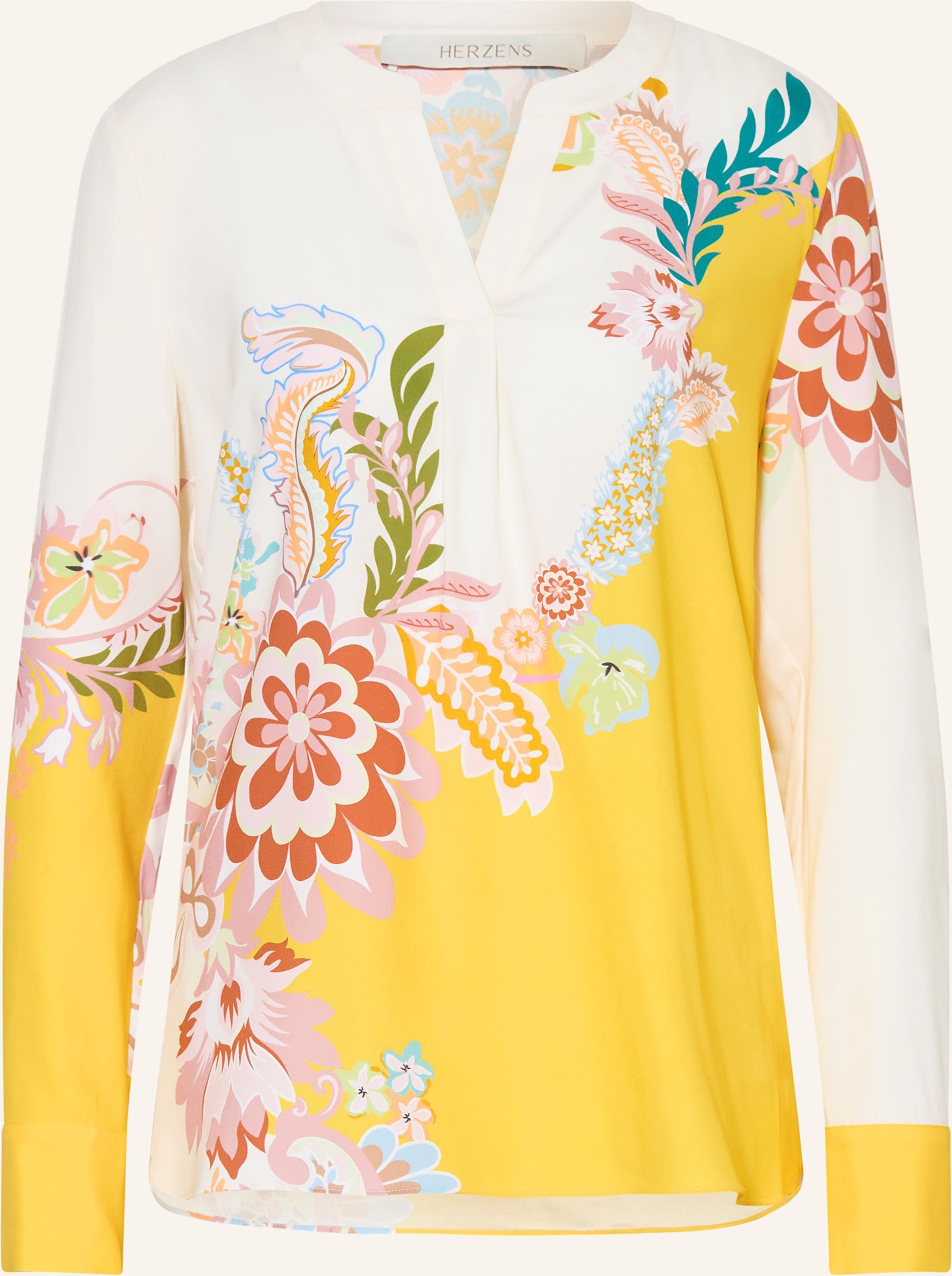Herzens Blusenshirt Aus Seide gelb