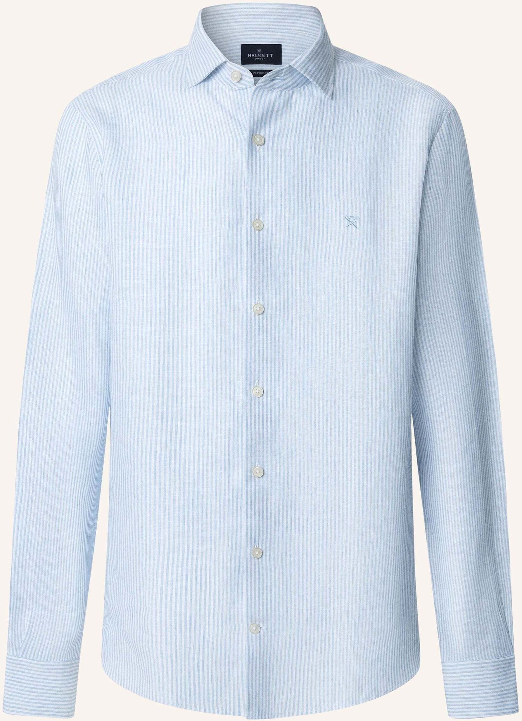 Hackett London Freizeithemd Linen Stripe blau