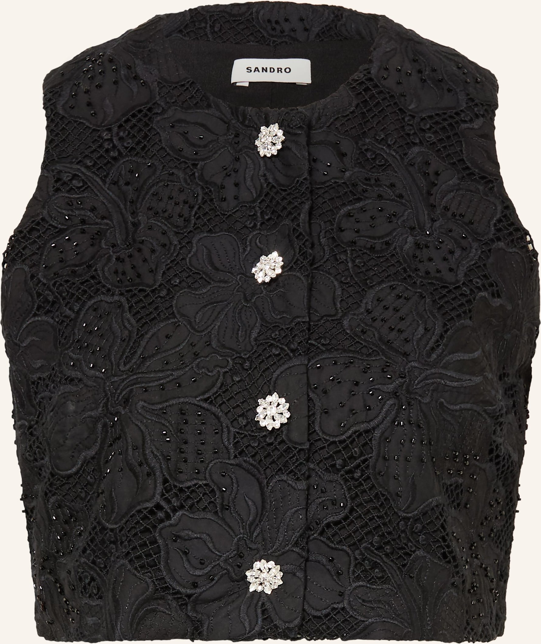 Sandro Cropped-Top Mit Schmuckperlen schwarz