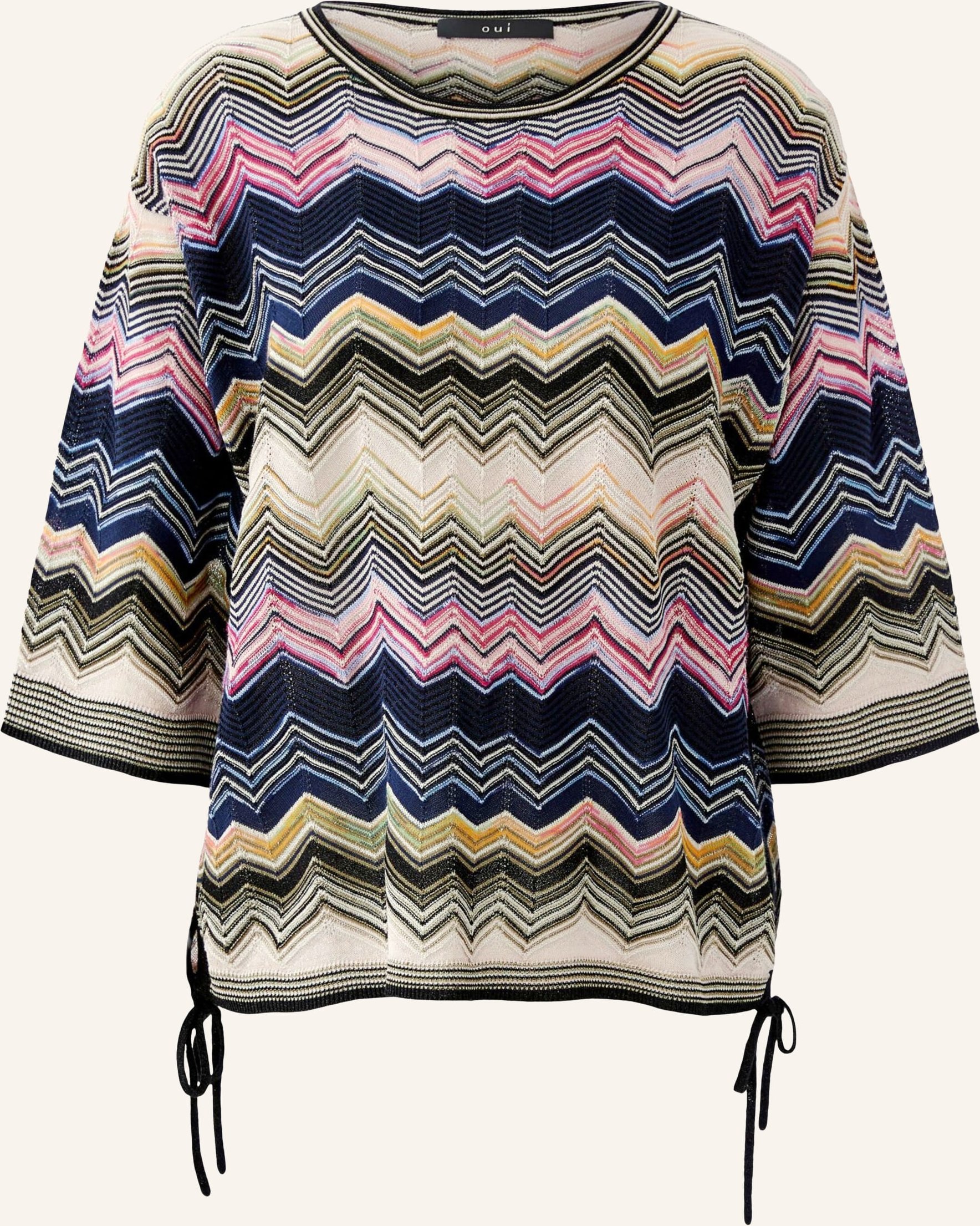 Oui Pullover Mit 3/4-Arm Und Glitzergarn rosa