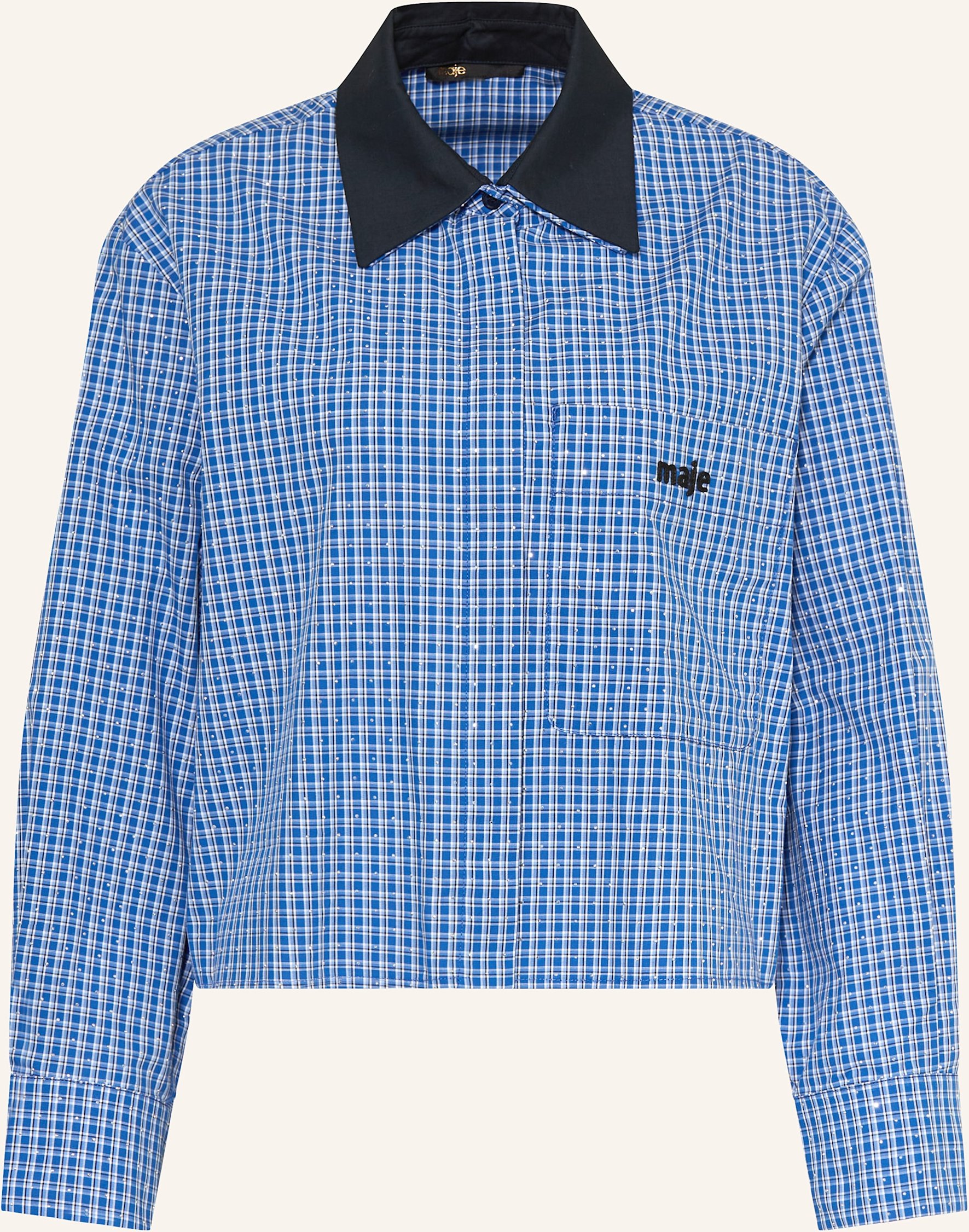 Maje Hemdbluse Mit Schmucksteinen blau