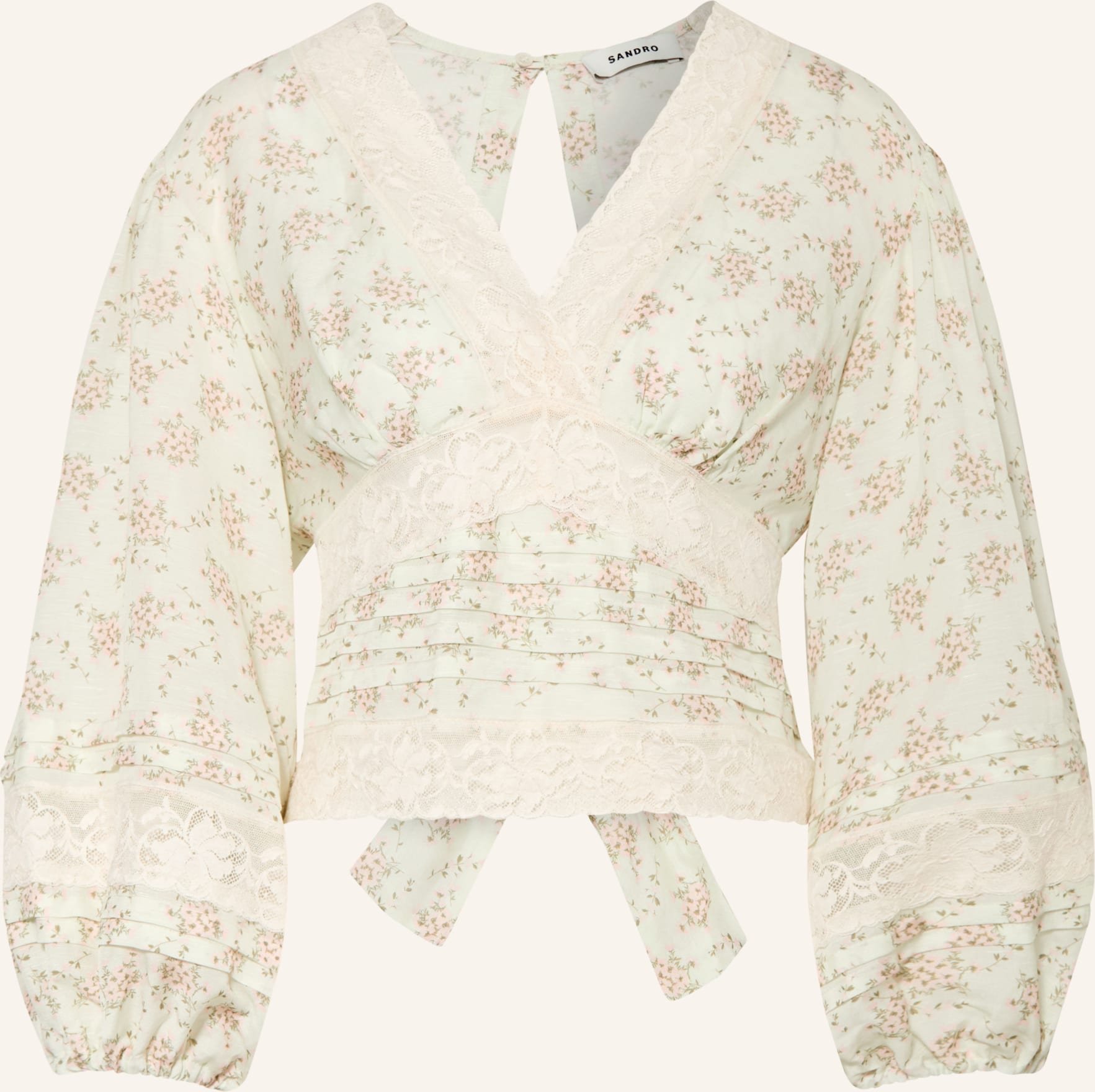 Sandro Blusenshirt Mit Leinen Und Spitze pink