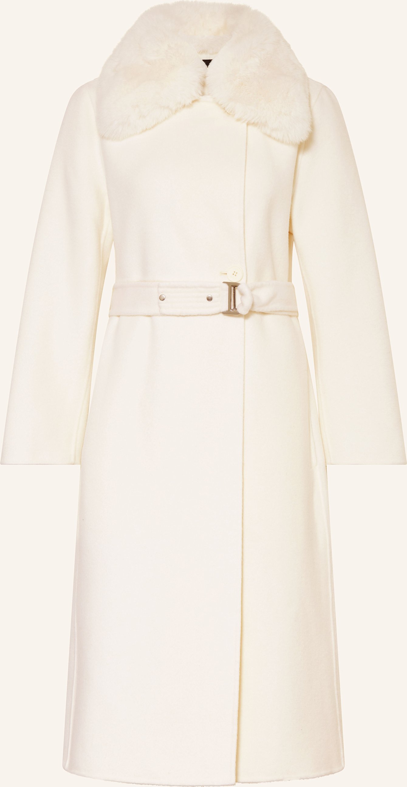 Maje Mantel Mit Abnehmbarem Kunstpelzkragen weiss