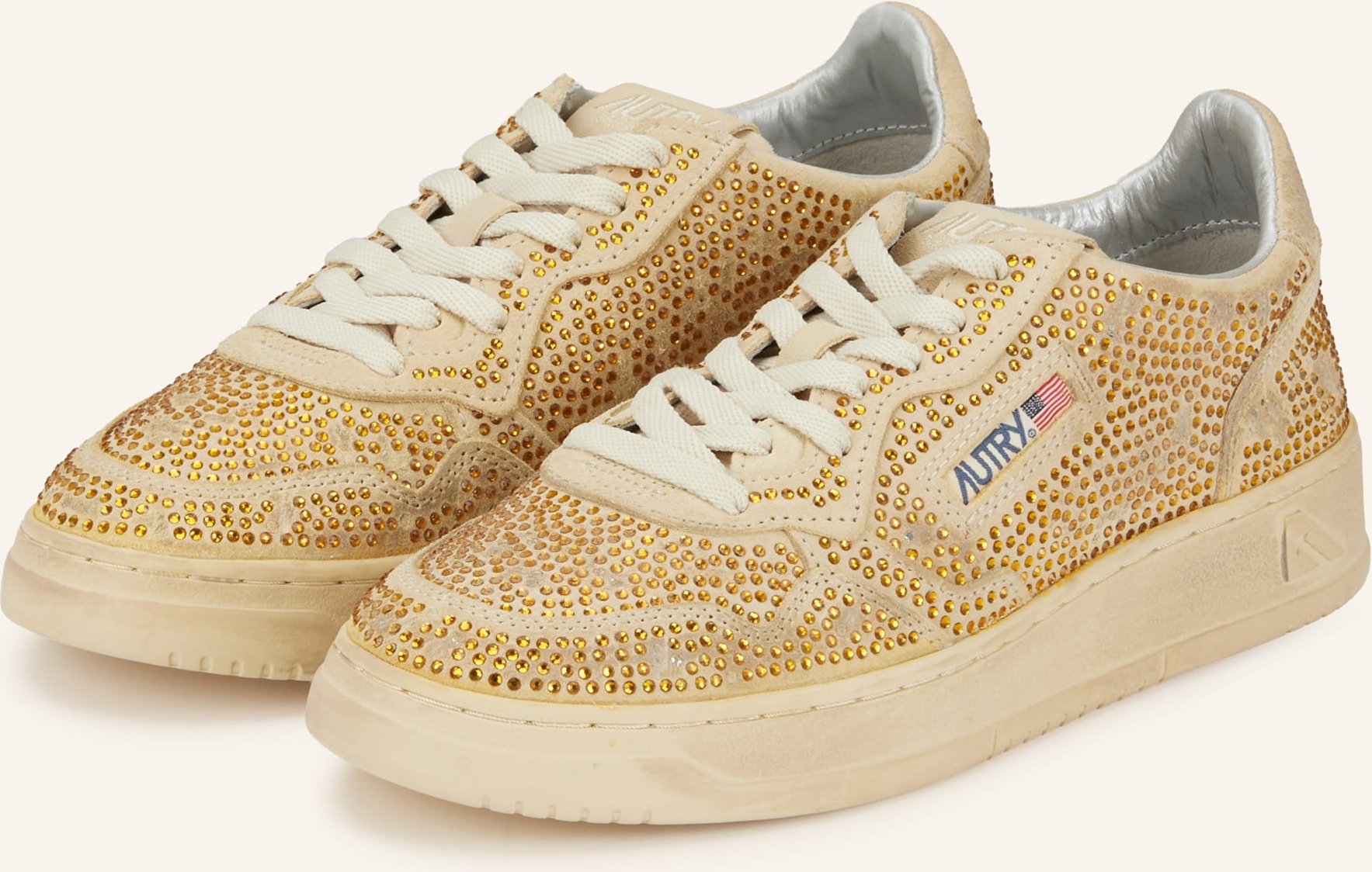 Autry Sneaker Medalist Low Mit Schmucksteinen gold
