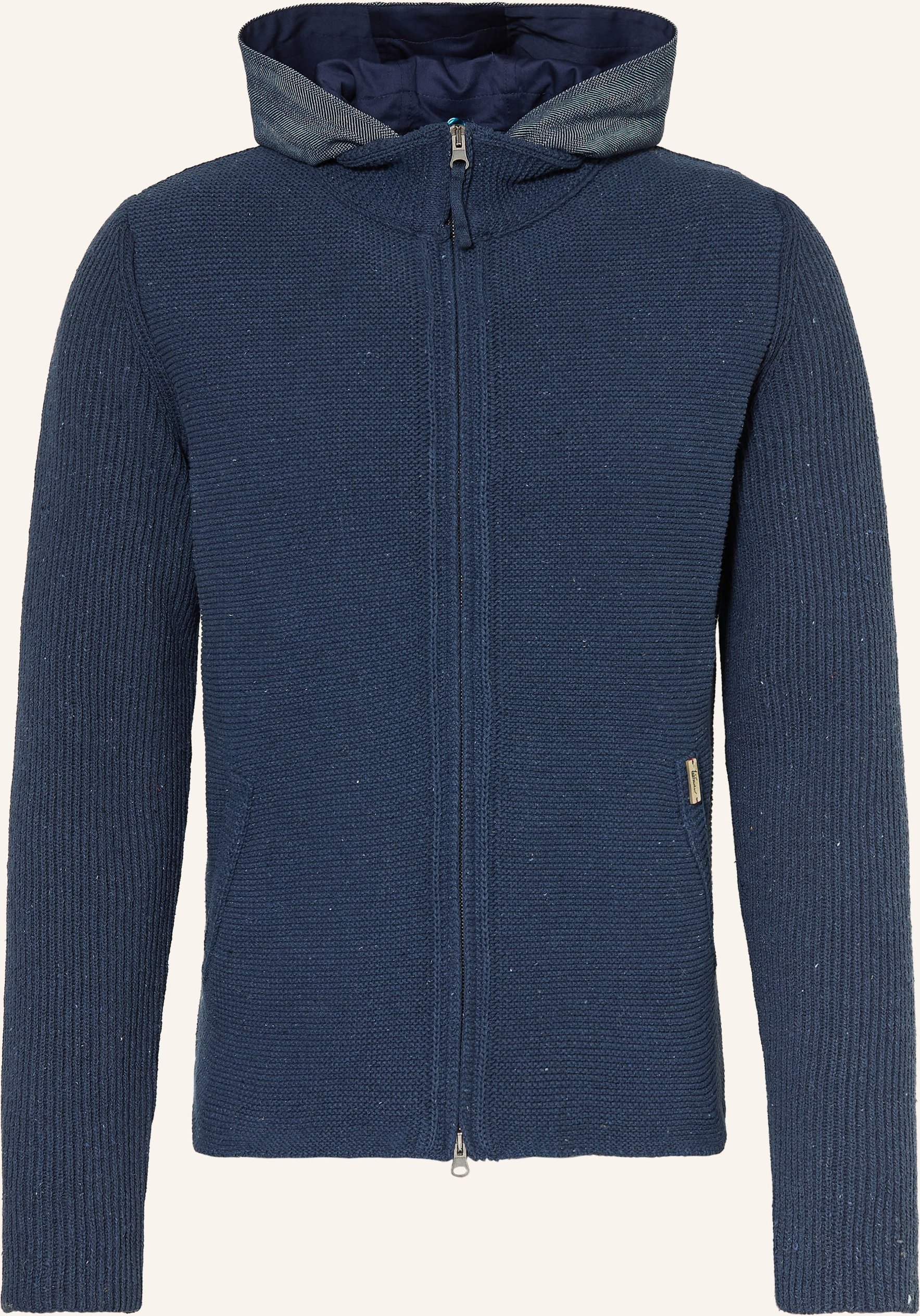 Luis Trenker Strickjacke Luwallace Mit Abnehmbarer Kapuze blau