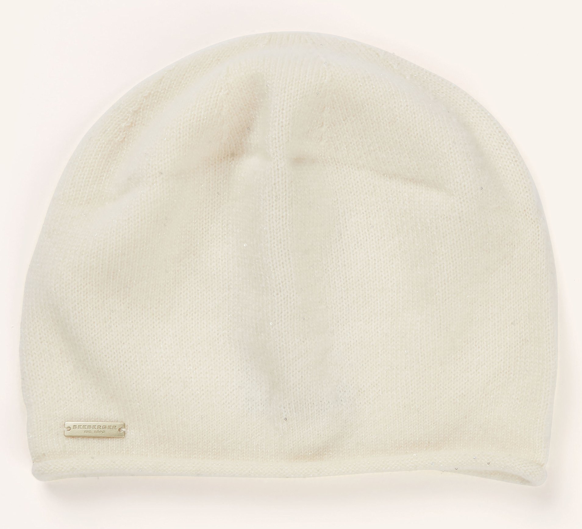 Seeberger Cashmere-Mütze Mit Pailletten Und Glitzergarn weiss