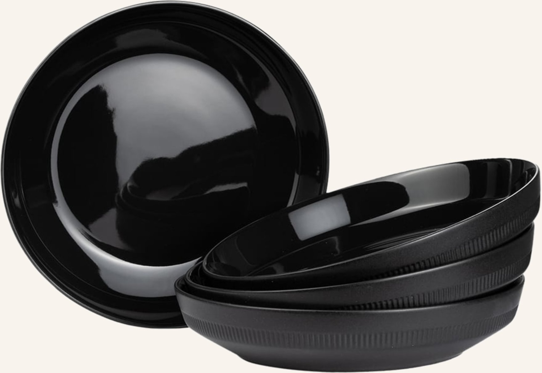 Marc O'polo 4er-Set Suppenteller Moments grau