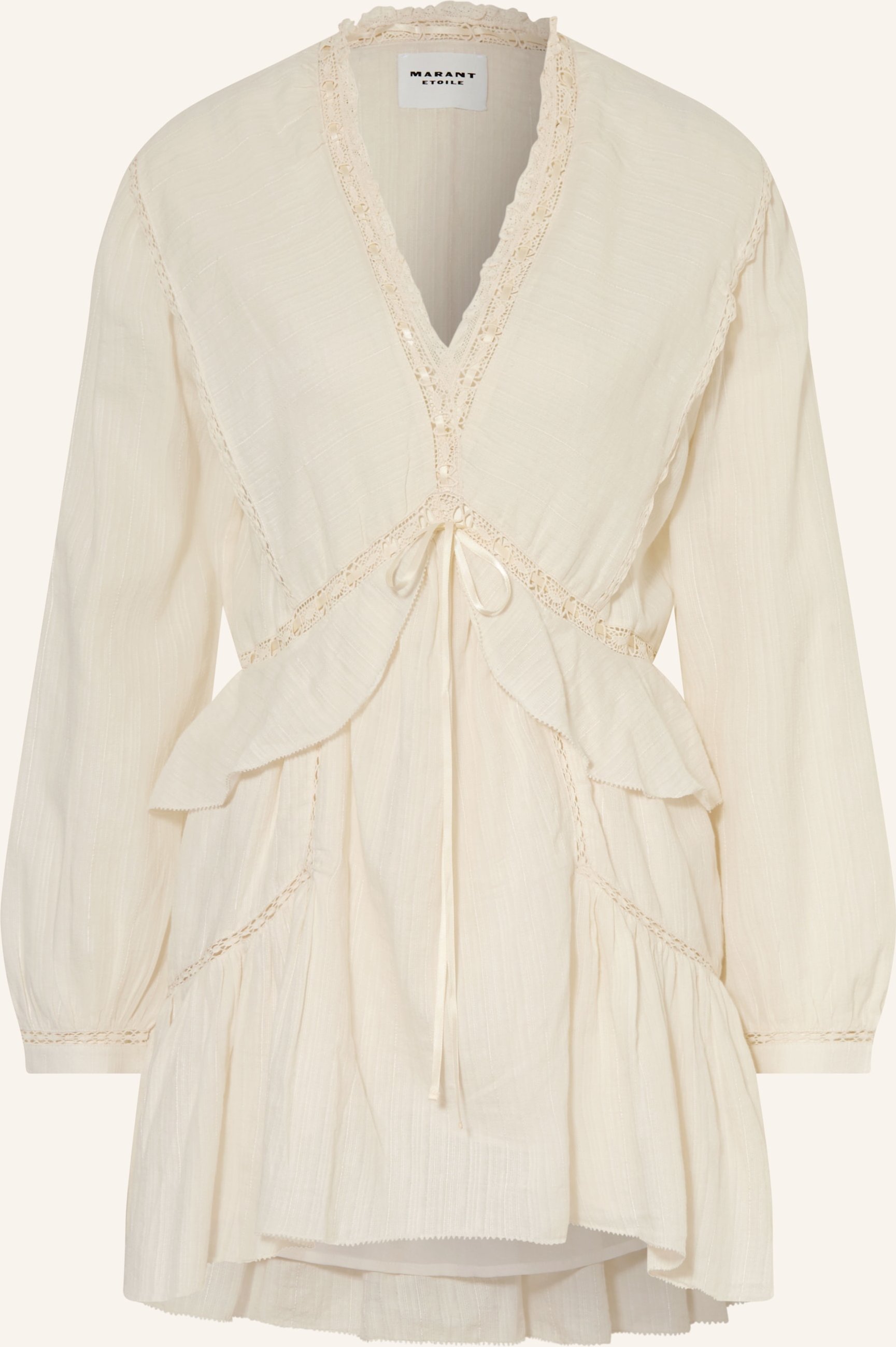 Marant Étoile Kleid Damya Mit Leinen Und Spitze weiss