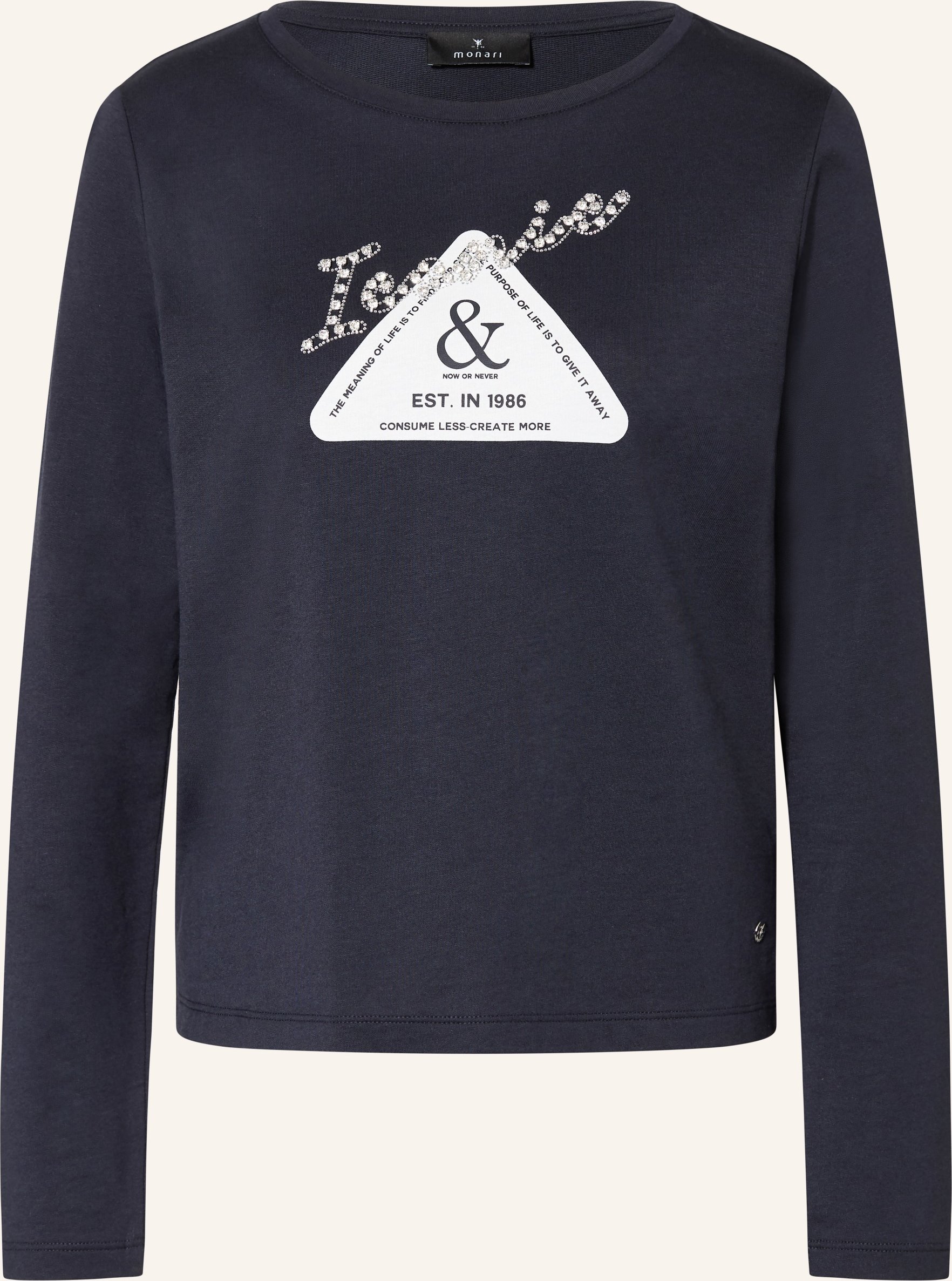 Monari Longsleeve Mit Schmucksteinen blau