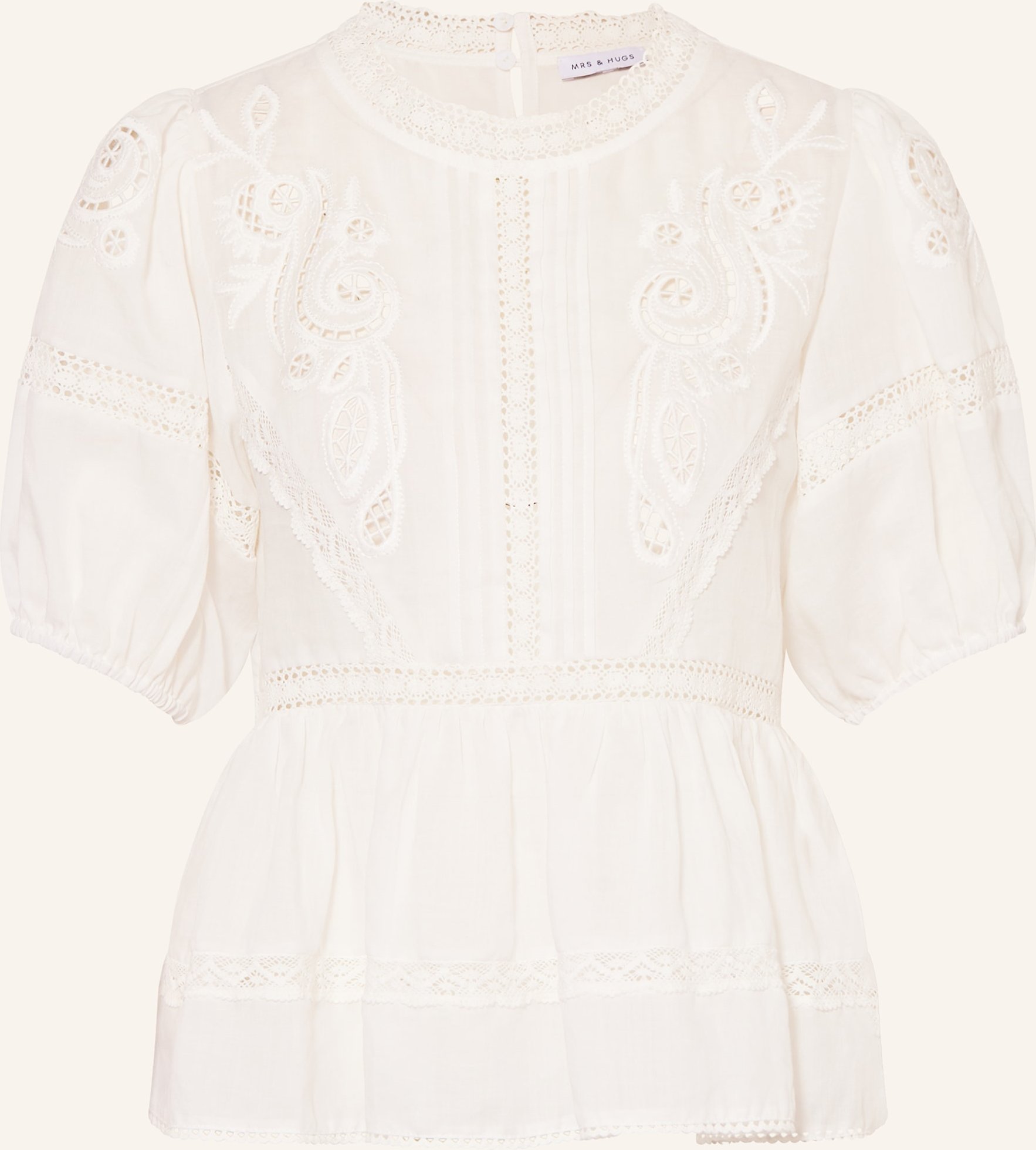 Mrs & Hugs Blusenshirt Aus Lochspitze weiss