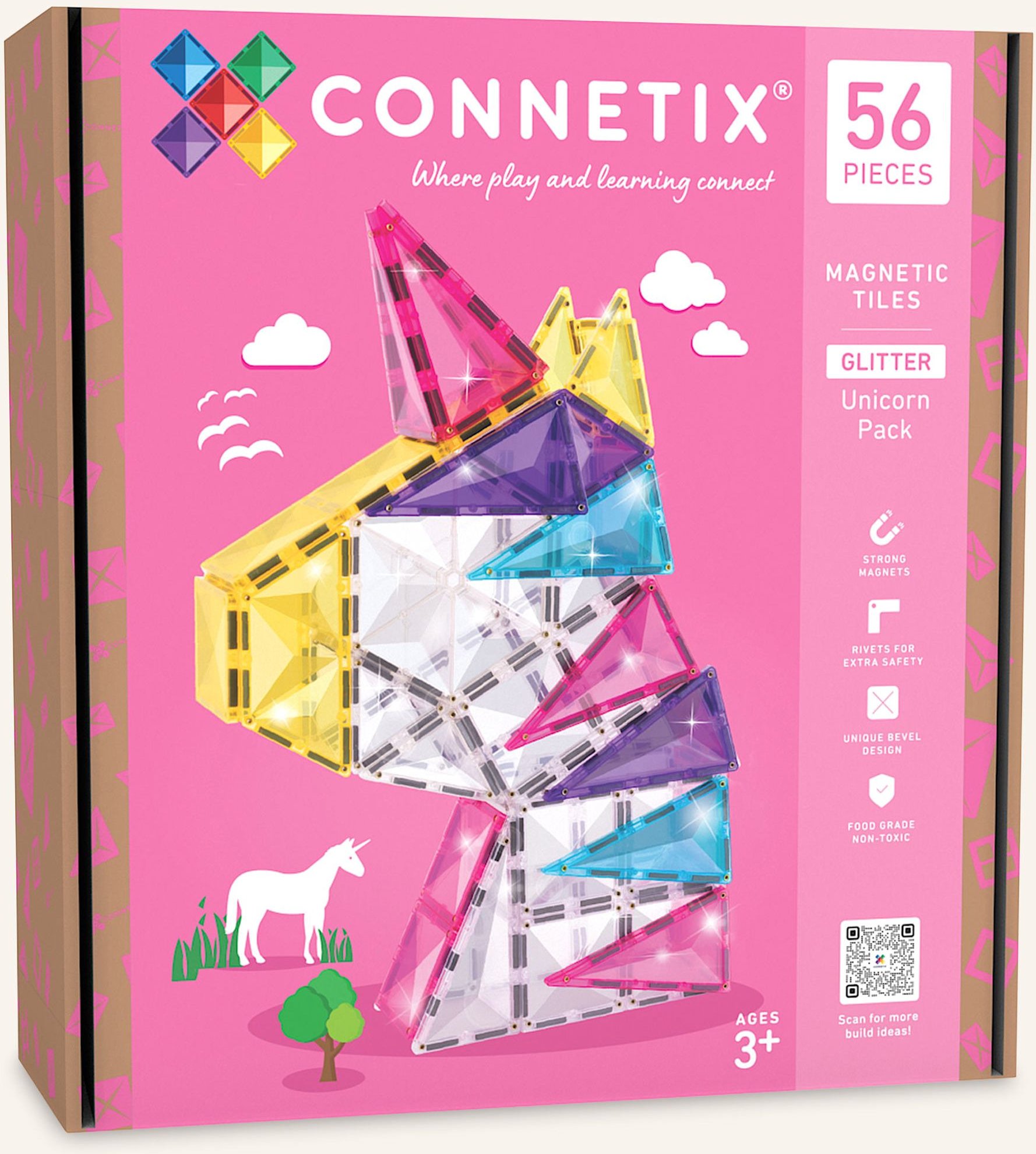 Connetix Glitter Einhorn-Set pink