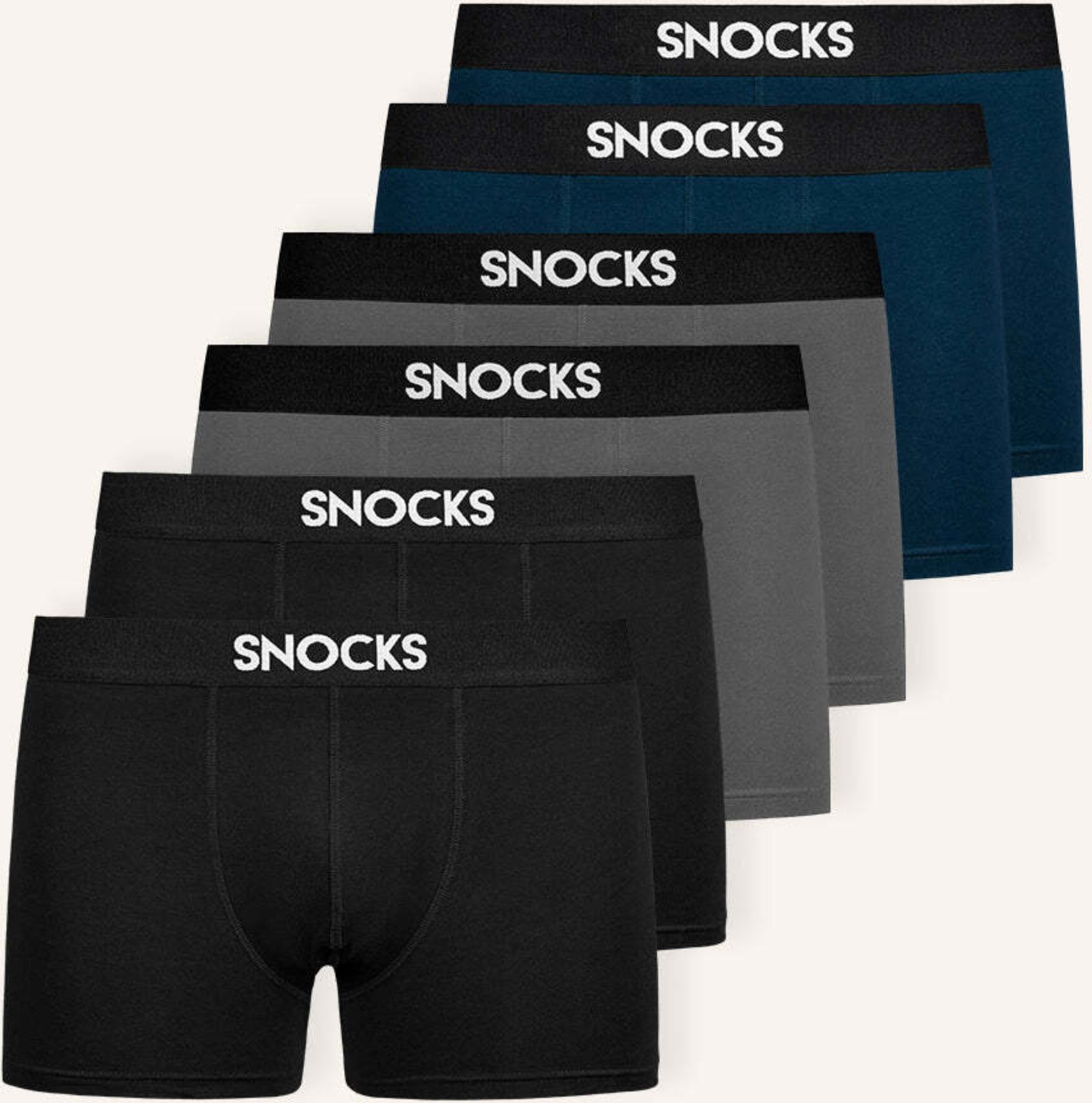 Snocks 6er-Pack Boxershorts schwarz