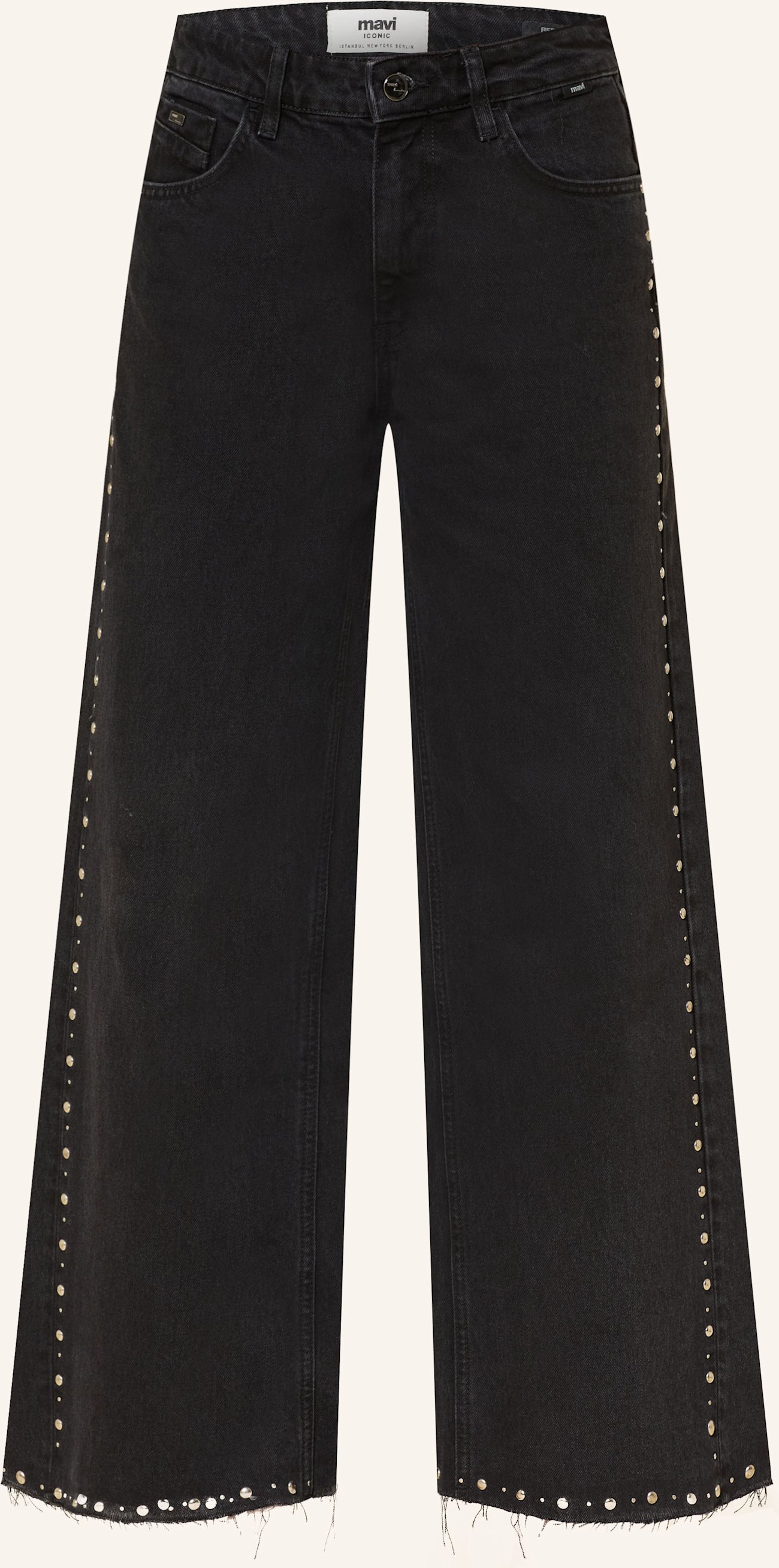 Mavi Wide Leg Jeans Rebecca Mit Nieten schwarz