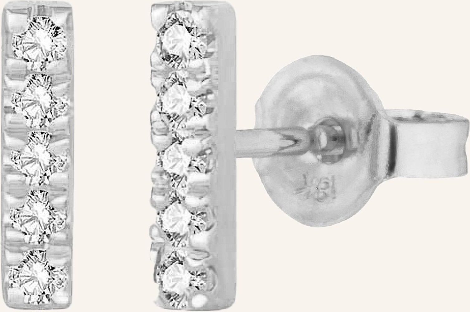 Leaf Ohrstecker Bar Aus 18 Karat Weißgold Mit Diamanten silber