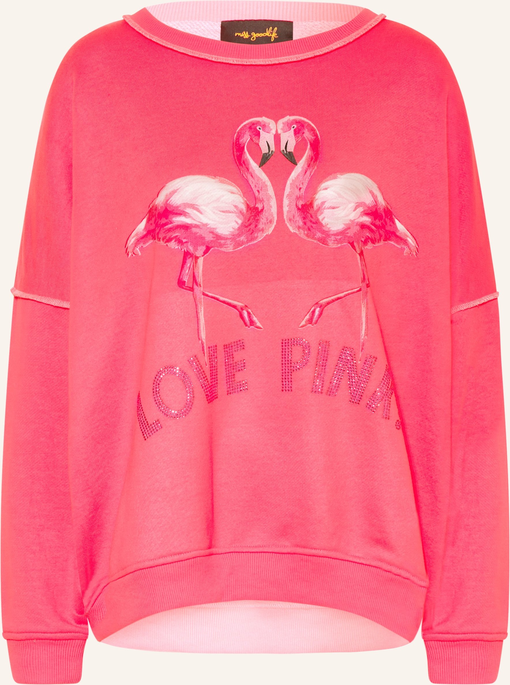 Miss Goodlife Oversized-Sweatshirt Mit Schmucksteinen pink