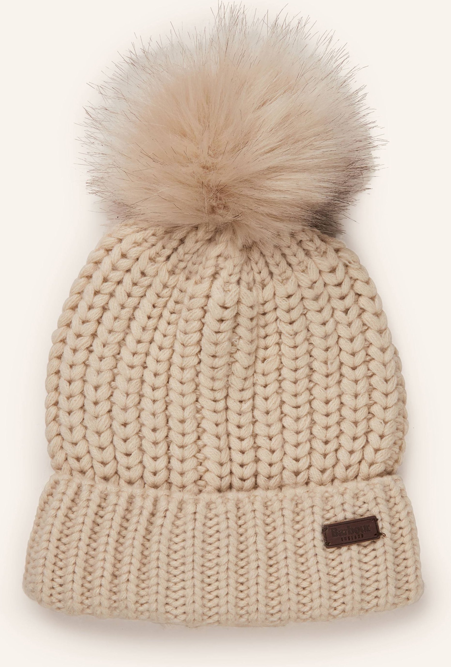Barbour Mütze Mit Kunstpelz beige