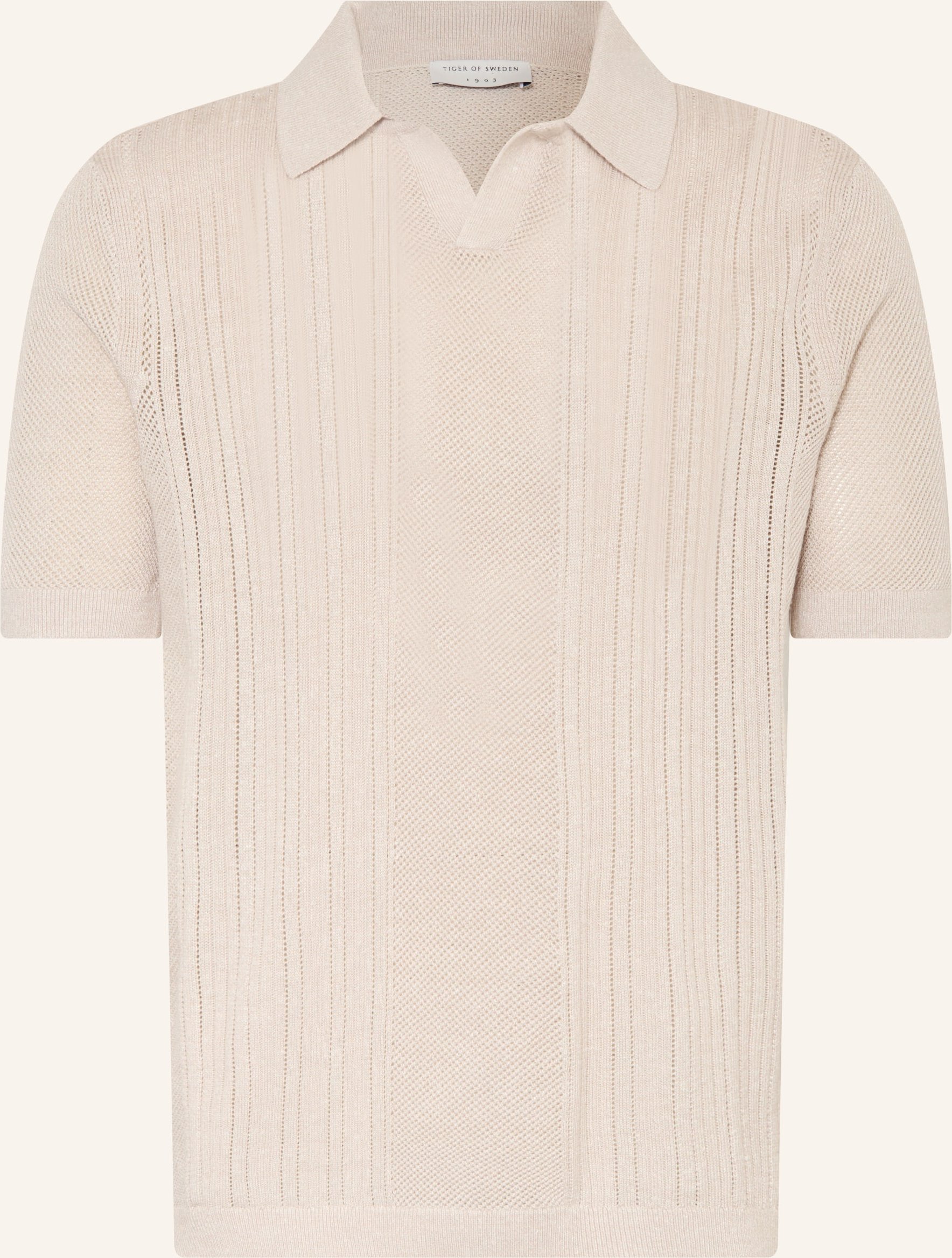 Tiger Of Sweden Strick-Poloshirt Eoin Mit Leinen Und Merinowolle beige