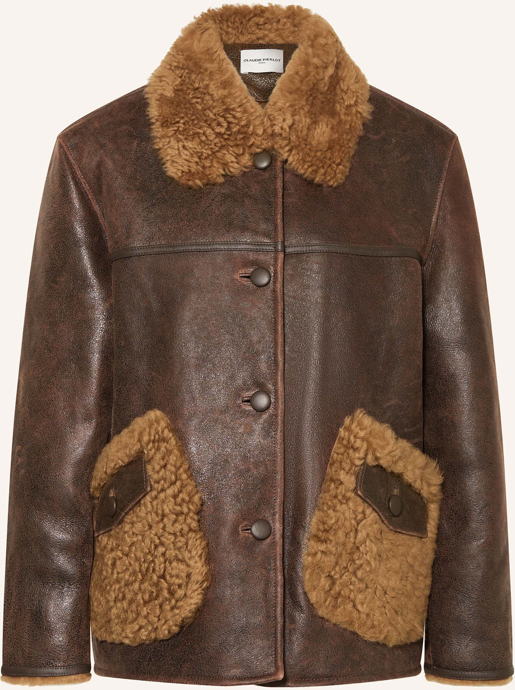 Thumbnail - Claudie Pierlot Lederjacke braun