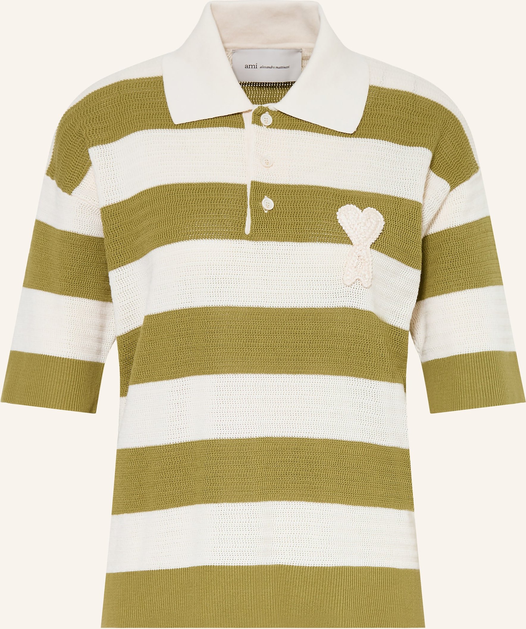 Ami Paris Strick-Poloshirt beige