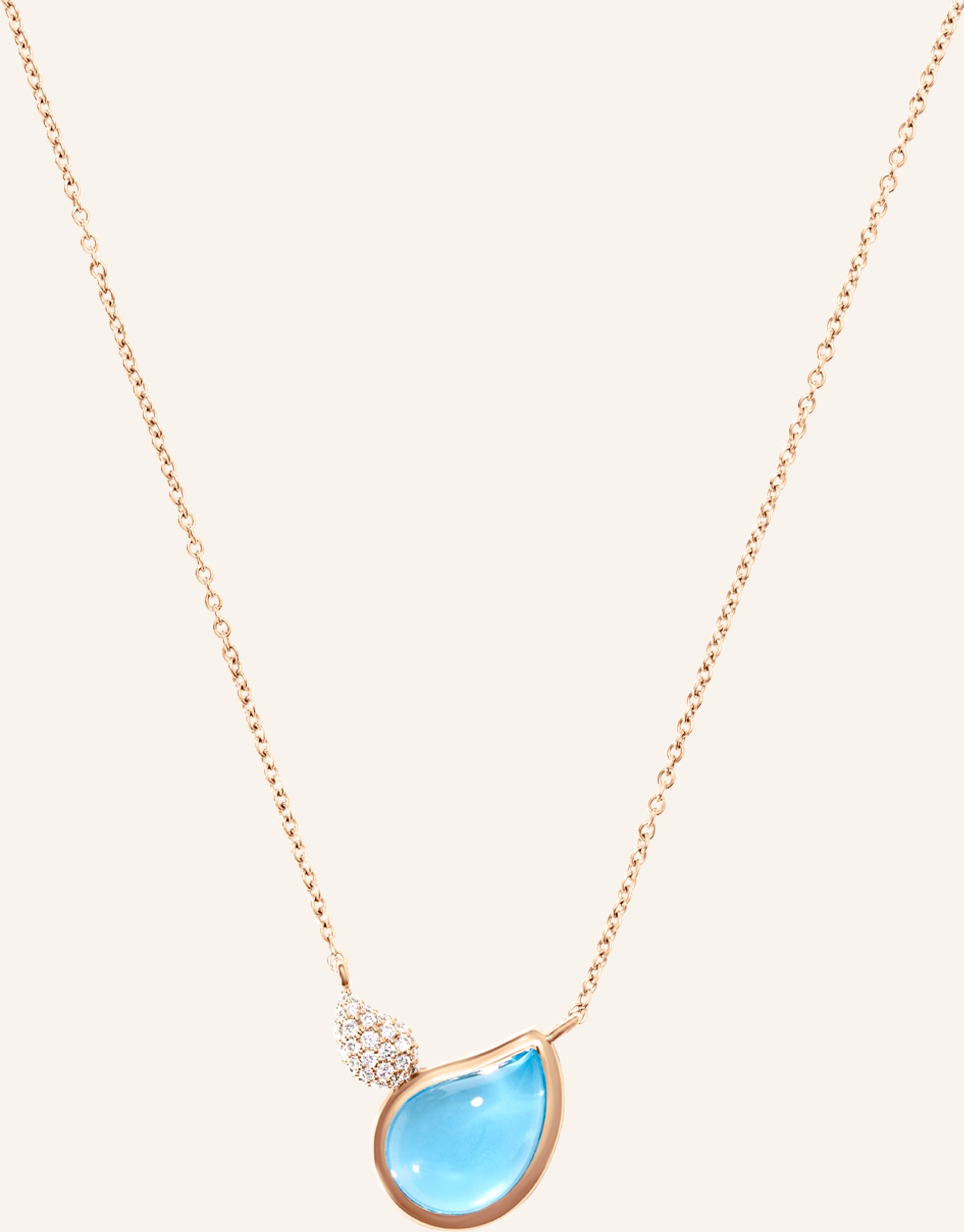 Tamara Comolli Halskette Necklace Signature 2 Drops Swiss Topaz / Diamond Pavé 18k Roségold rosegold