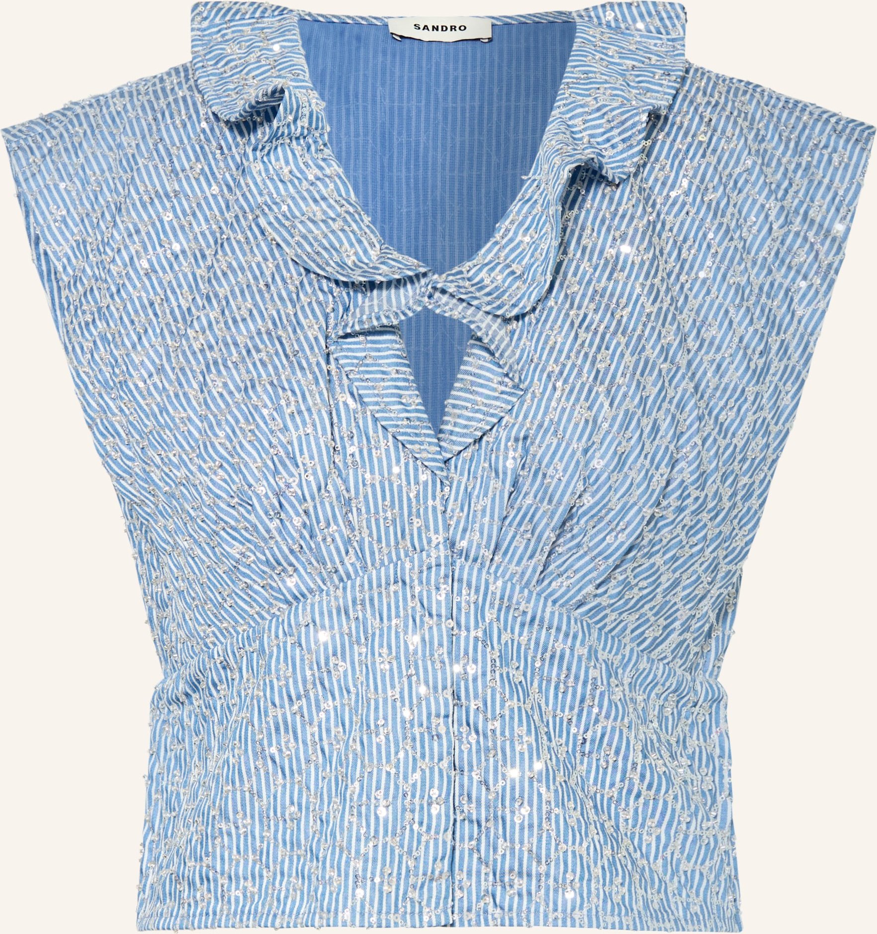 Sandro Blusentop Mit Pailletten Und Schmuckperlen blau