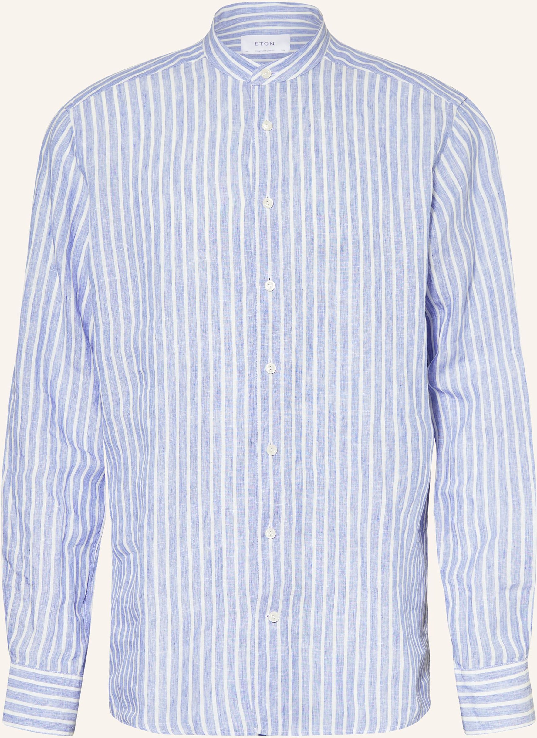 Eton Leinenhemd Regular Fit Mit Stehkragen blau