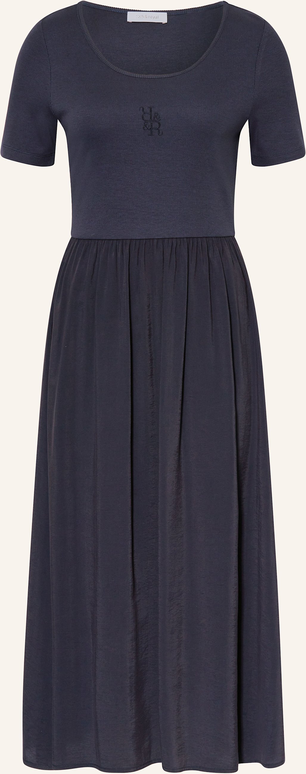 Rich & Royal Kleid Im Materialmix blau