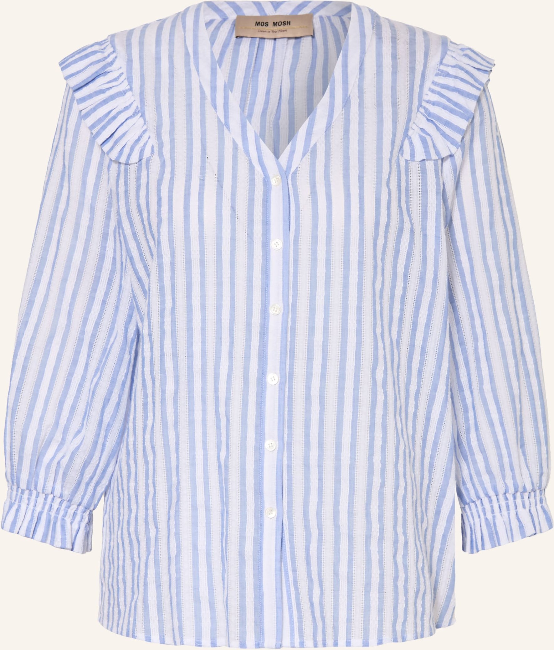 Mos Mosh Bluse Mmdebby Mit 3/4-Arm Und Volants blau