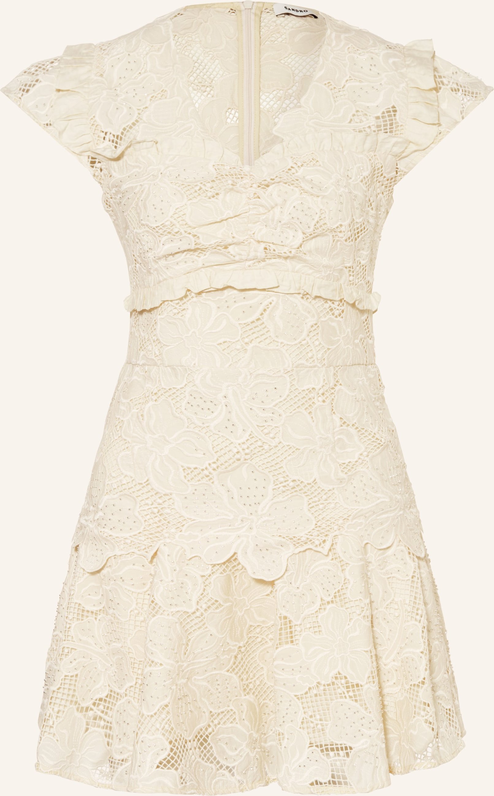 Sandro Kleid Aus Lochspitze Mit Schmucksteinbesatz weiss