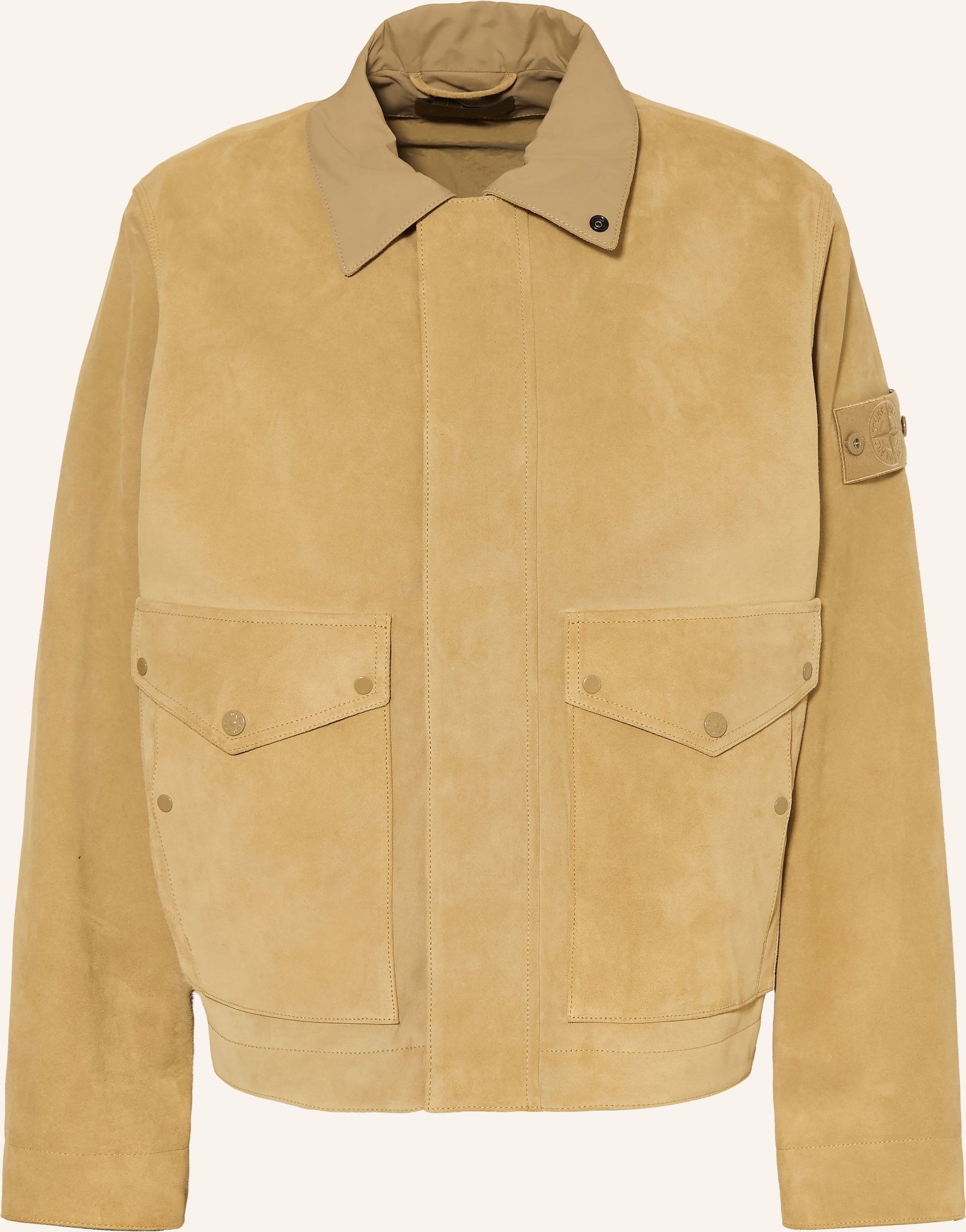 Stone Island Lederjacke beige