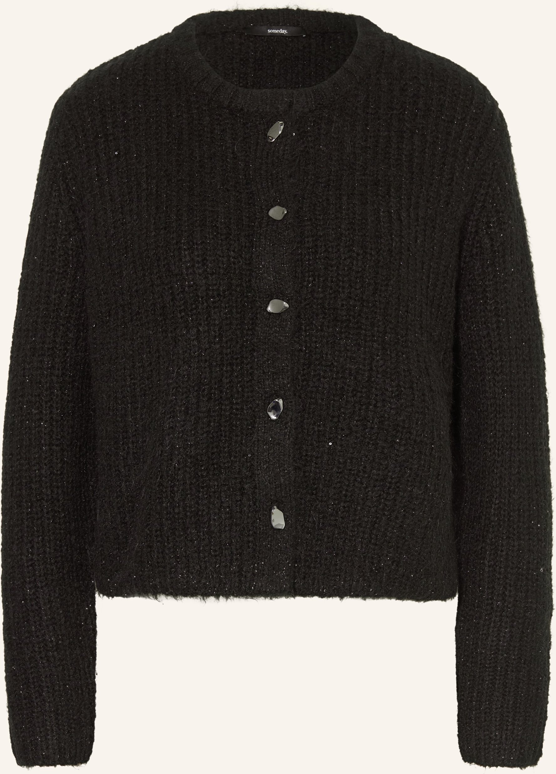 Someday Strickjacke Tiah Mit Glitzergarn schwarz