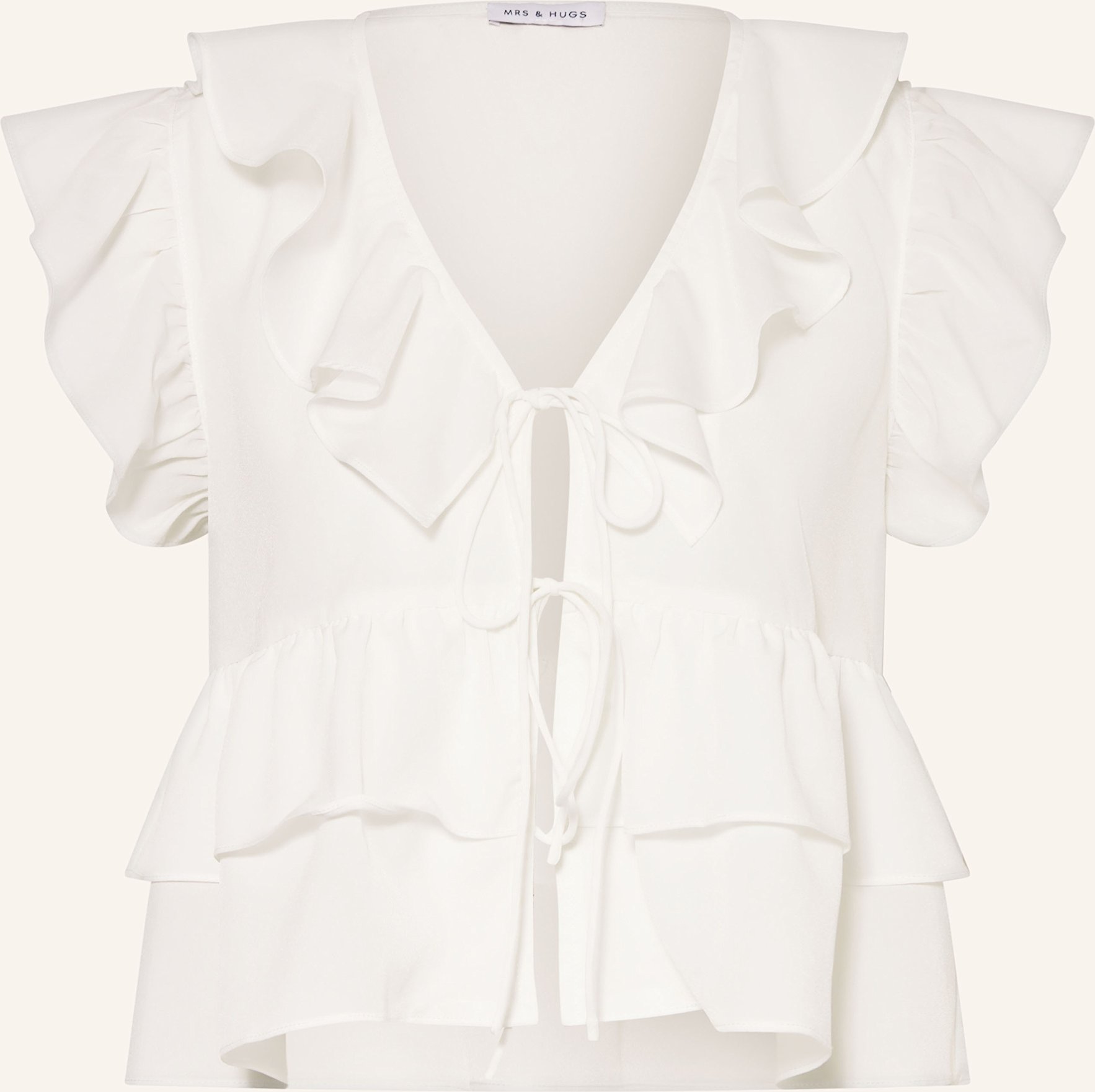 Mrs & Hugs Bluse Mit Volants weiss