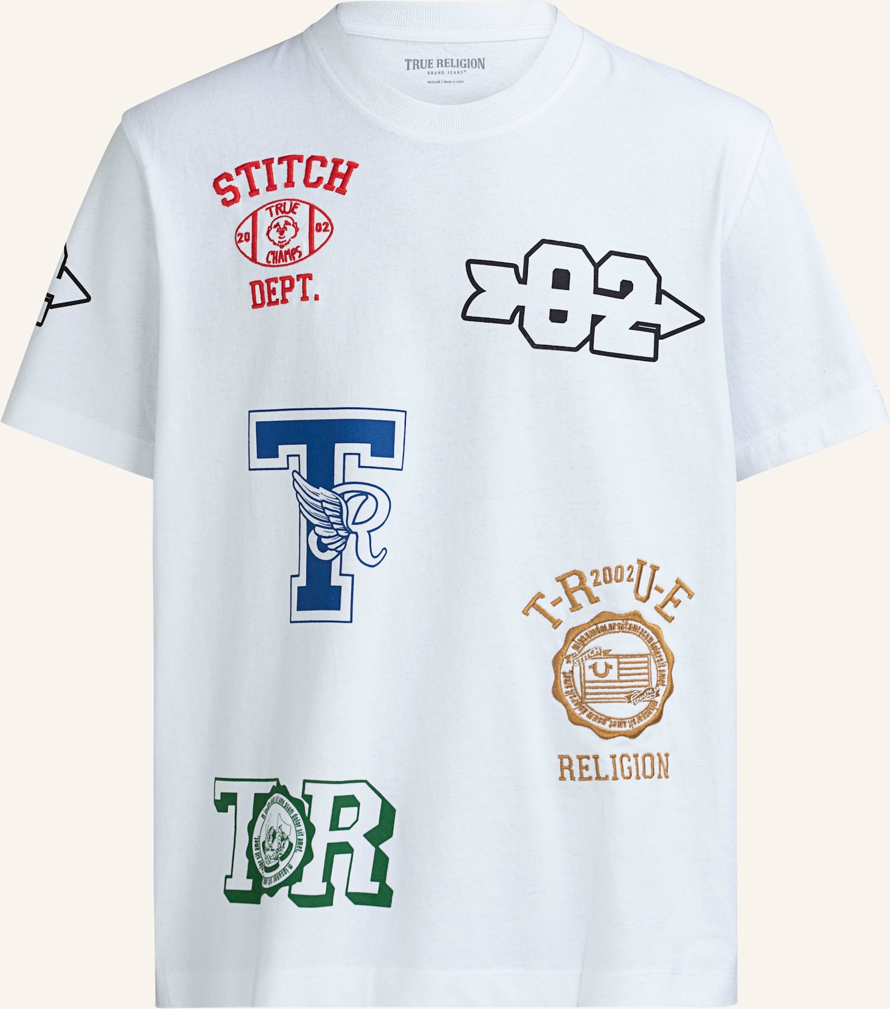 True Religion T-Shirt Embroidery weiss
