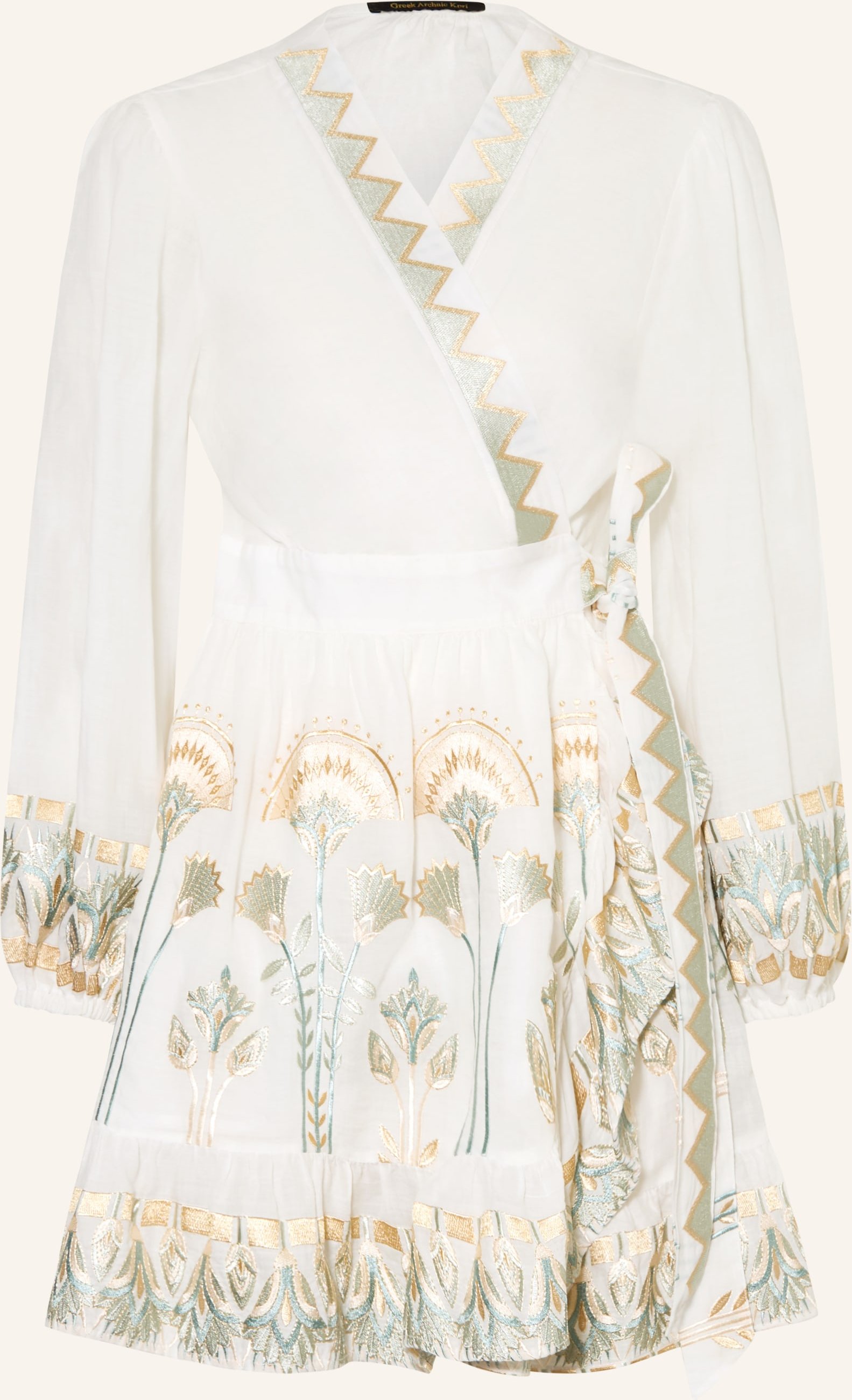 Greek Archaic Kori Strandkleid Mini Papyrus weiss