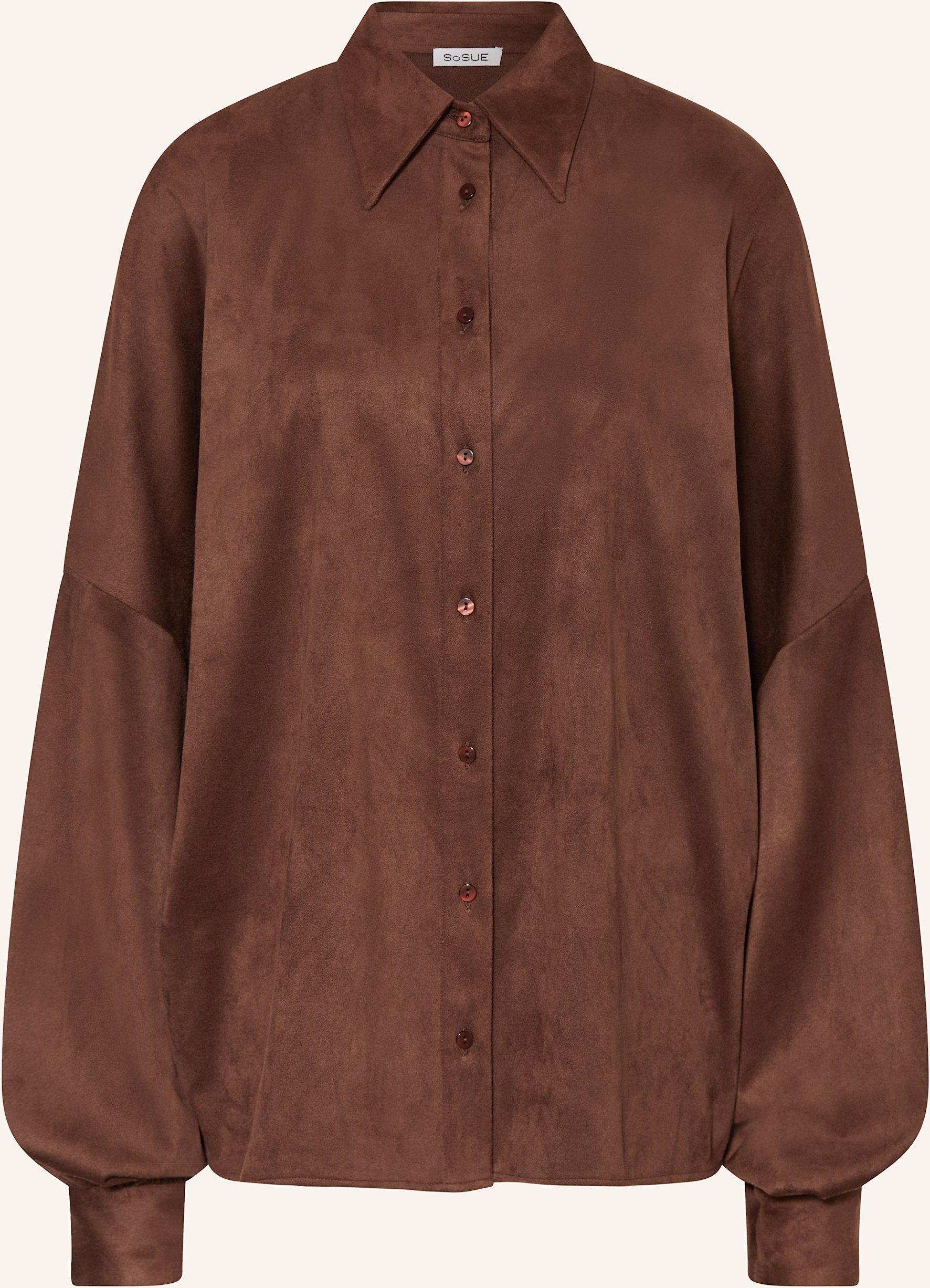 Sosue Hemdbluse Antonia In Lederoptik braun