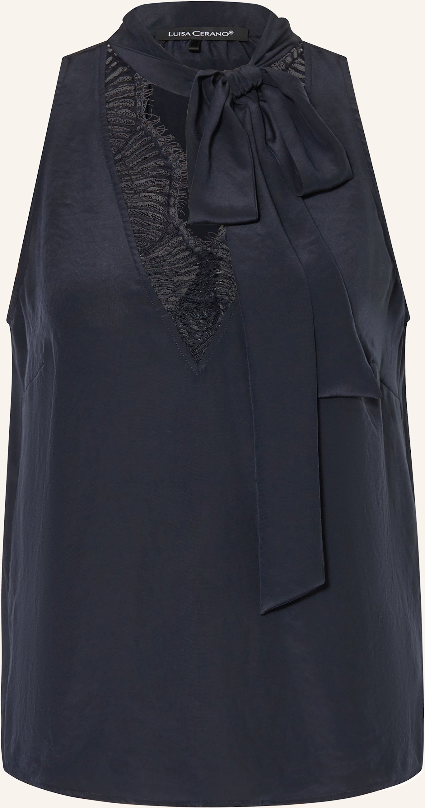 Luisa Cerano Blusentop Mit Schluppe Und Spitze blau