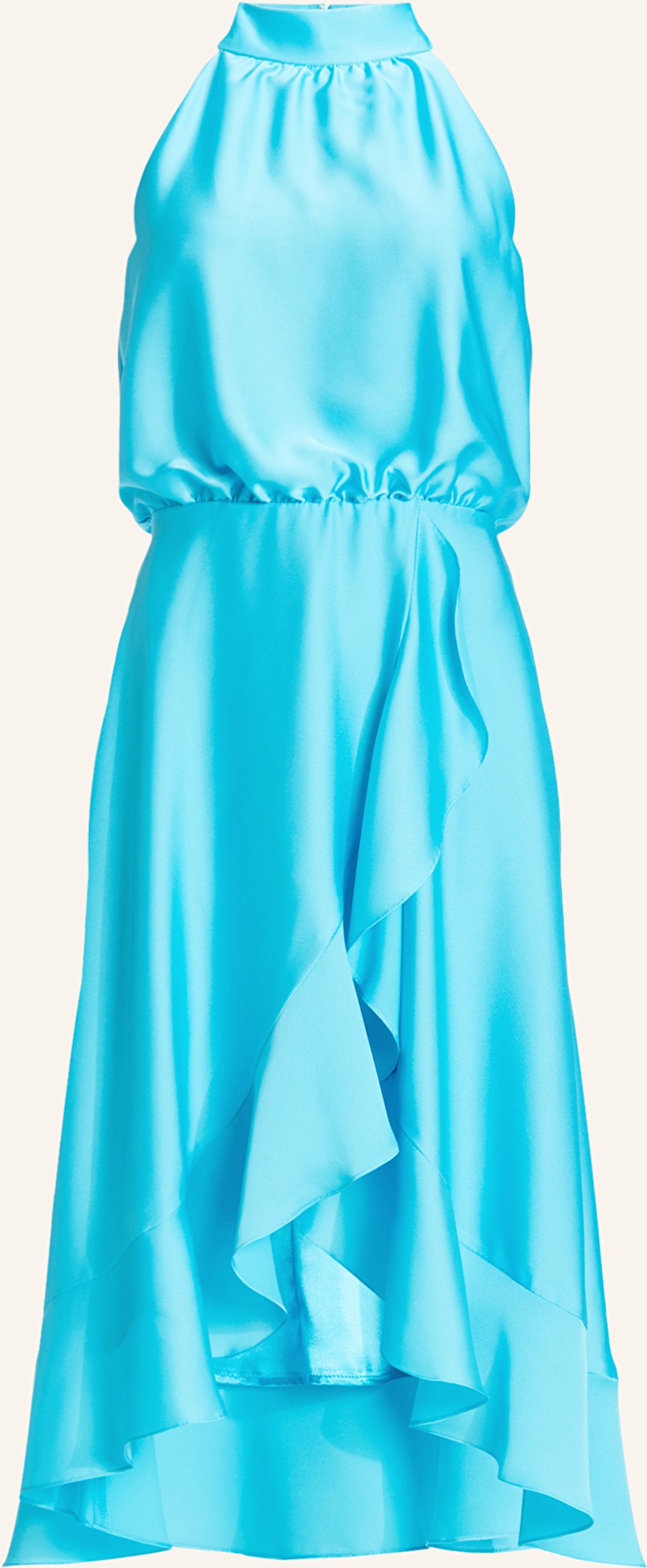 Swing Cocktailkleid Aus Satin Mit Volants blau