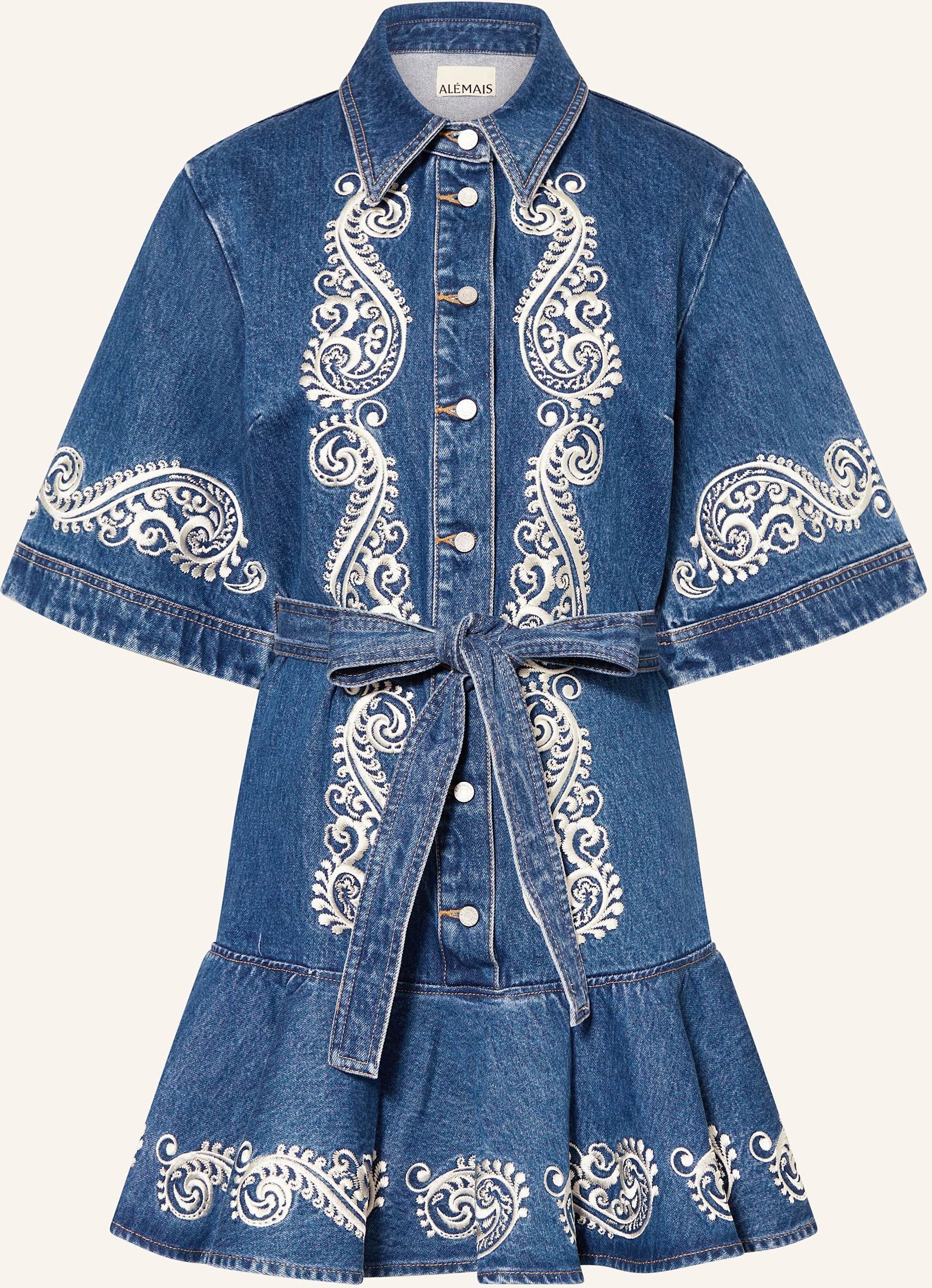 Alémais Jeanskleid Jacones Mit 3/4-Arm Und Volants blau