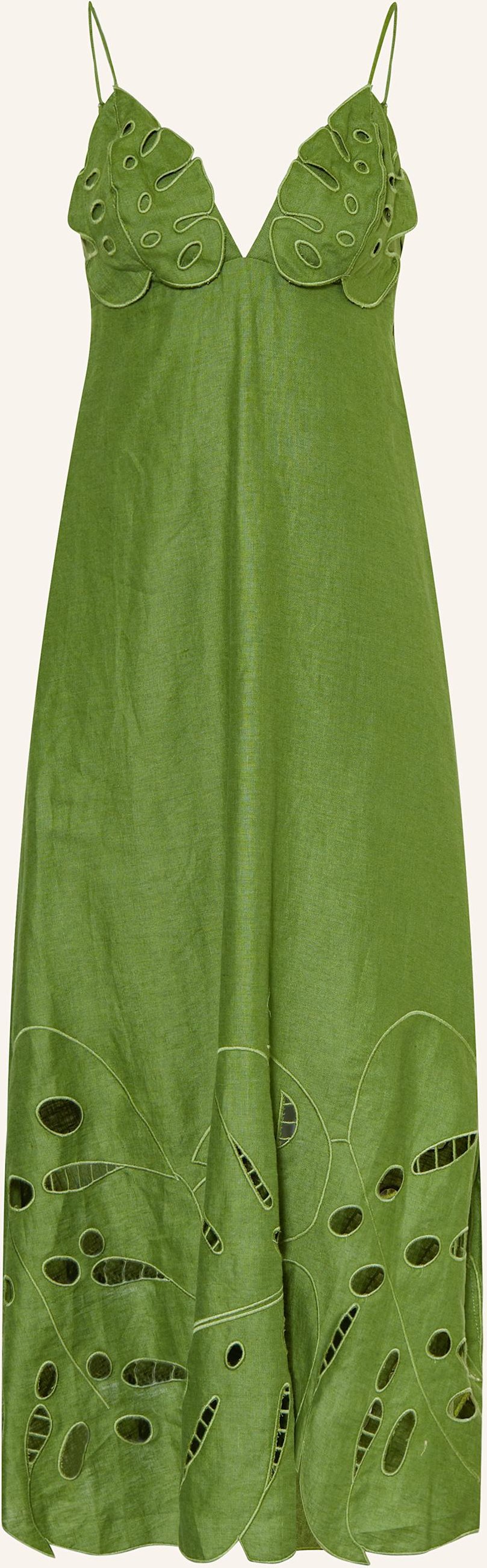 Thumbnail - Farm Rio Cocktailkleid Green Monstera Aus Leinen gruen