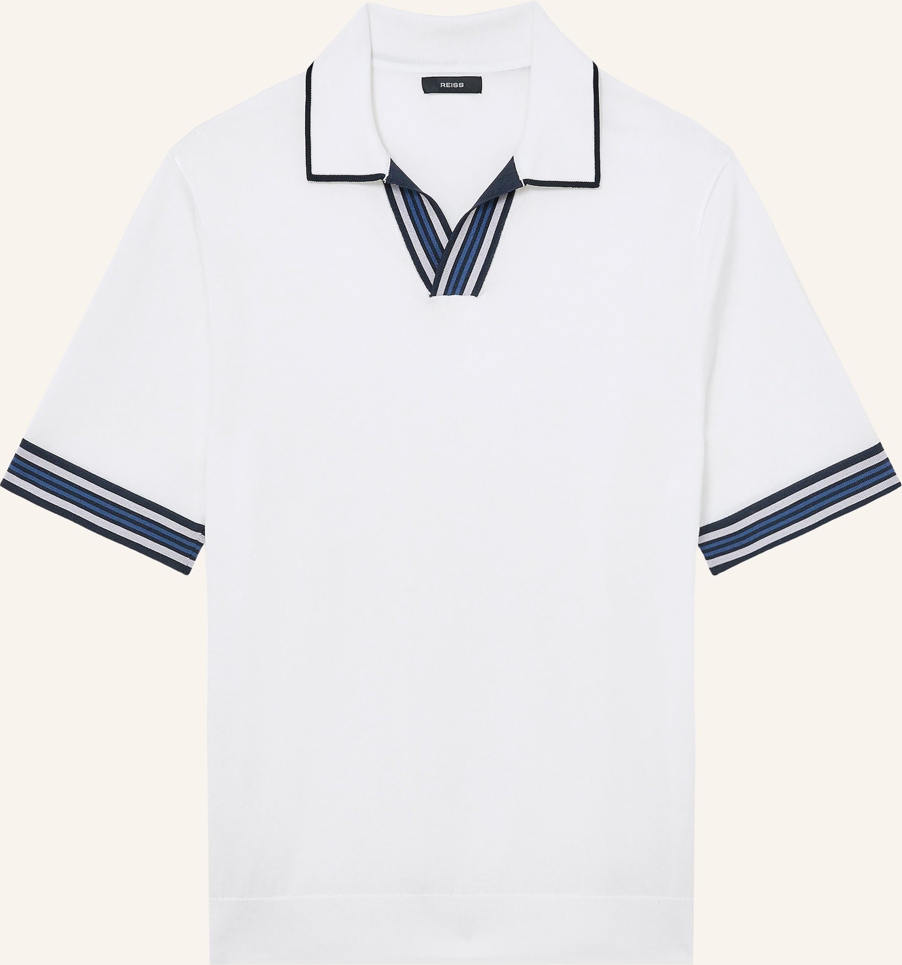 Reiss Strick-Poloshirt Poole weiss