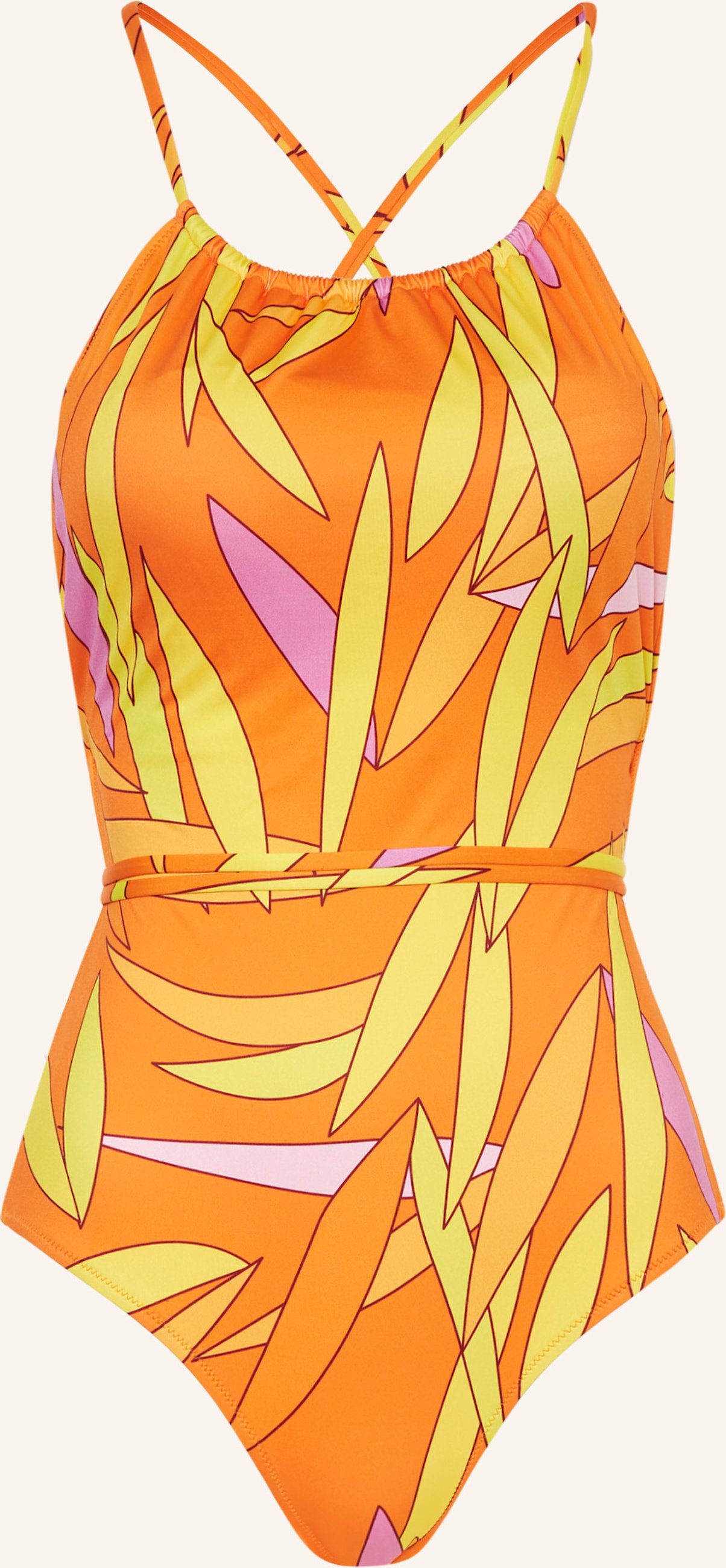 Vilebrequin High-Neck-Badeanzug Madrague Hydra orange