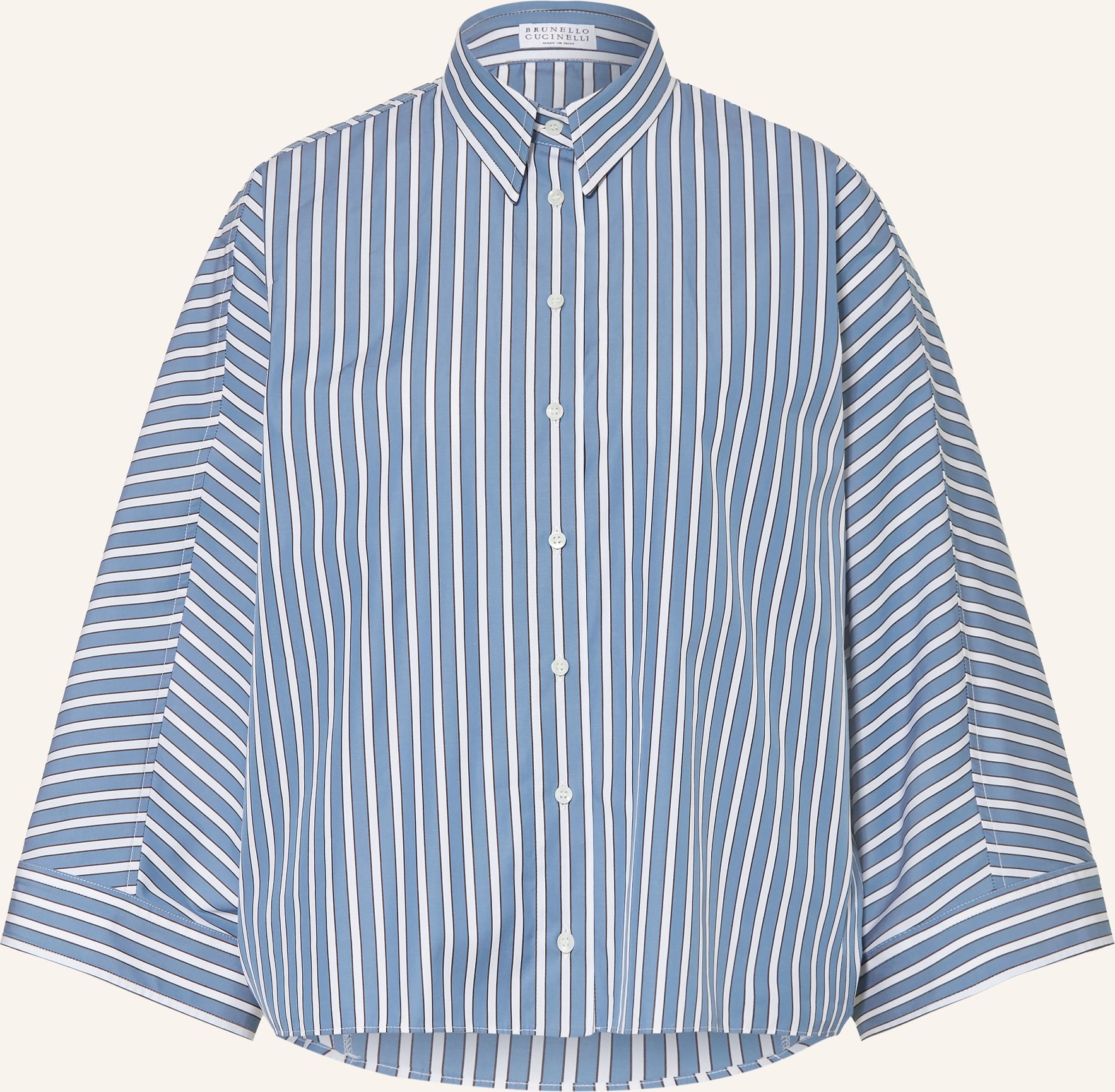 Brunello Cucinelli Oversized-Hemdbluse Mit 3/4-Arm blau