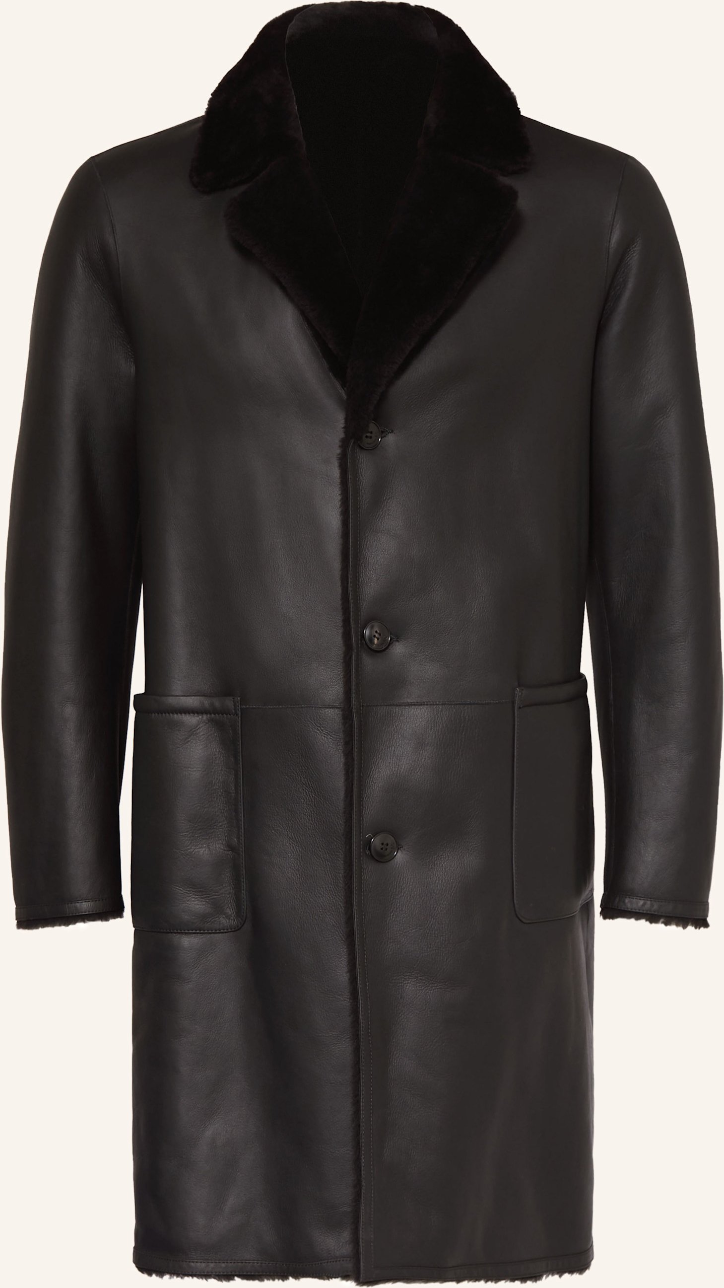 Manzoni 24 Ledermantel Zum Wenden schwarz
