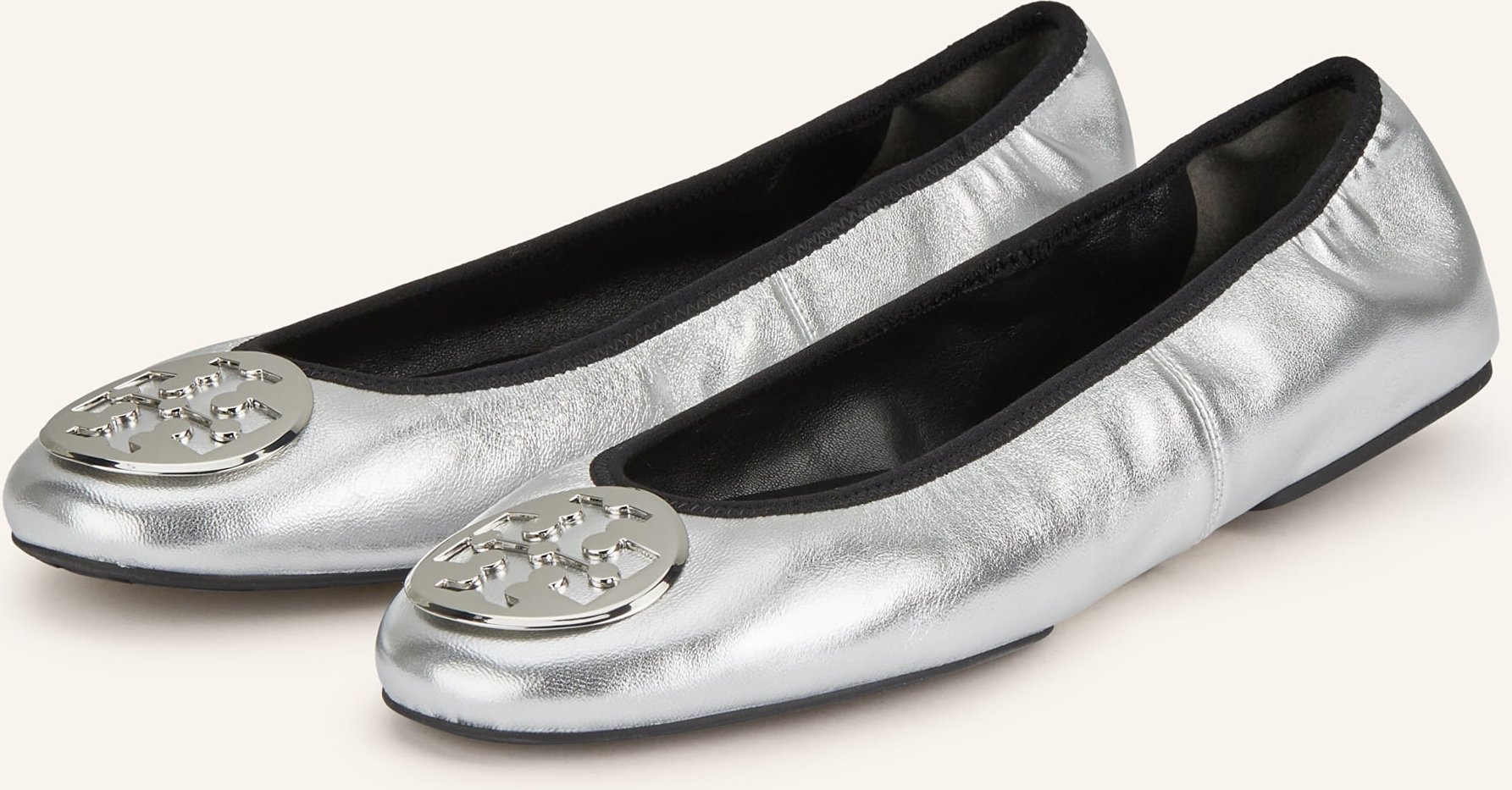 Tory Burch Ballerinas Minnie silber