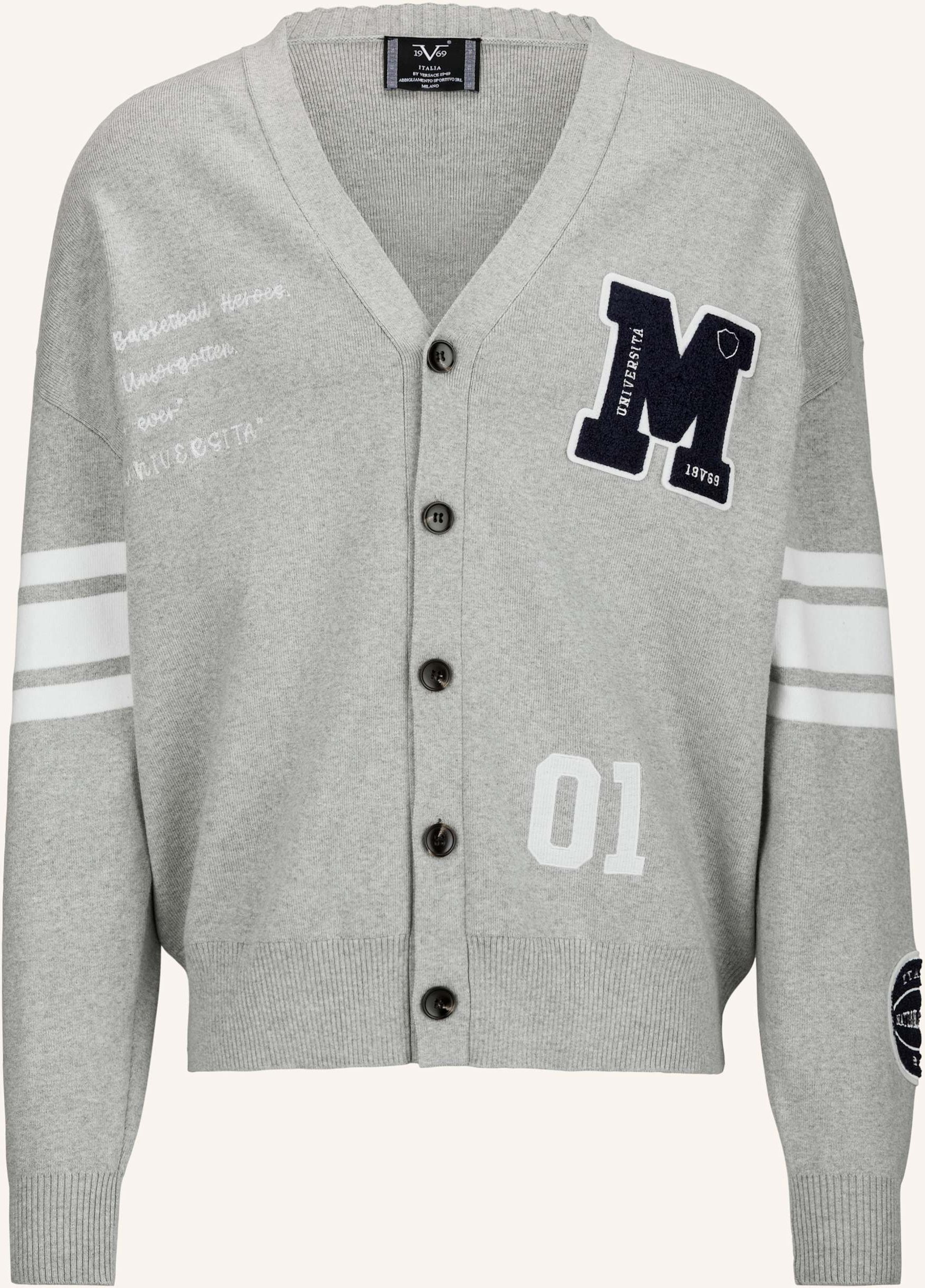 19V69 Italia Strickjacke Aldo College grau