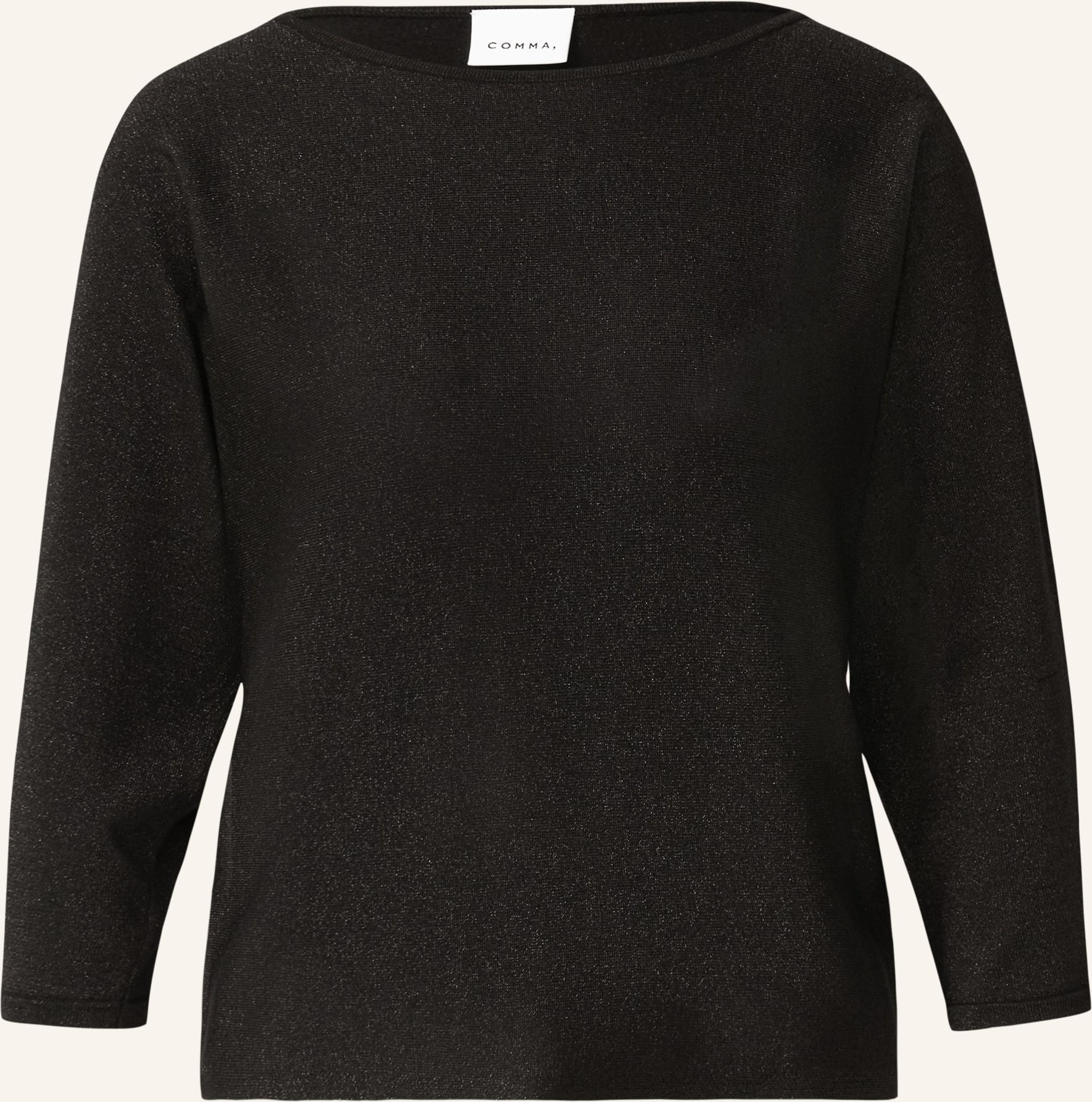 Thumbnail - Comma Pullover Mit 3/4-Arm Und Glitzergarn schwarz