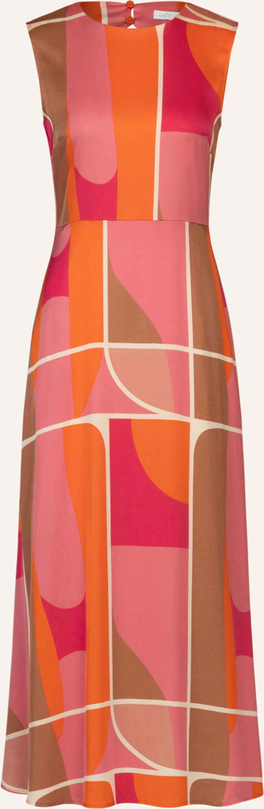 Mint & Mia Langes Bedrucktes Viskose Satin Kleid rosa