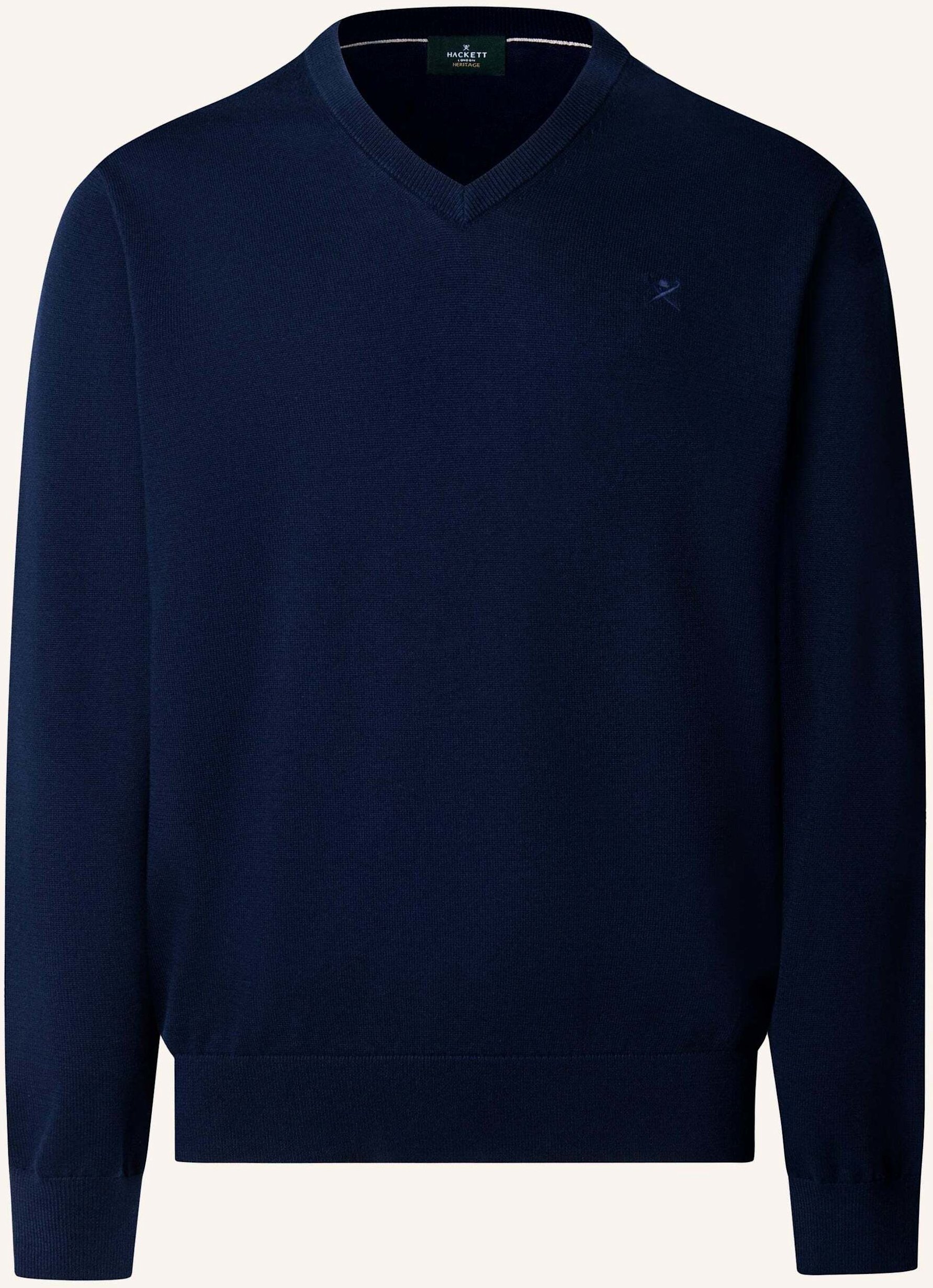 Hackett London Pullover Ess Cotton V Neck blau