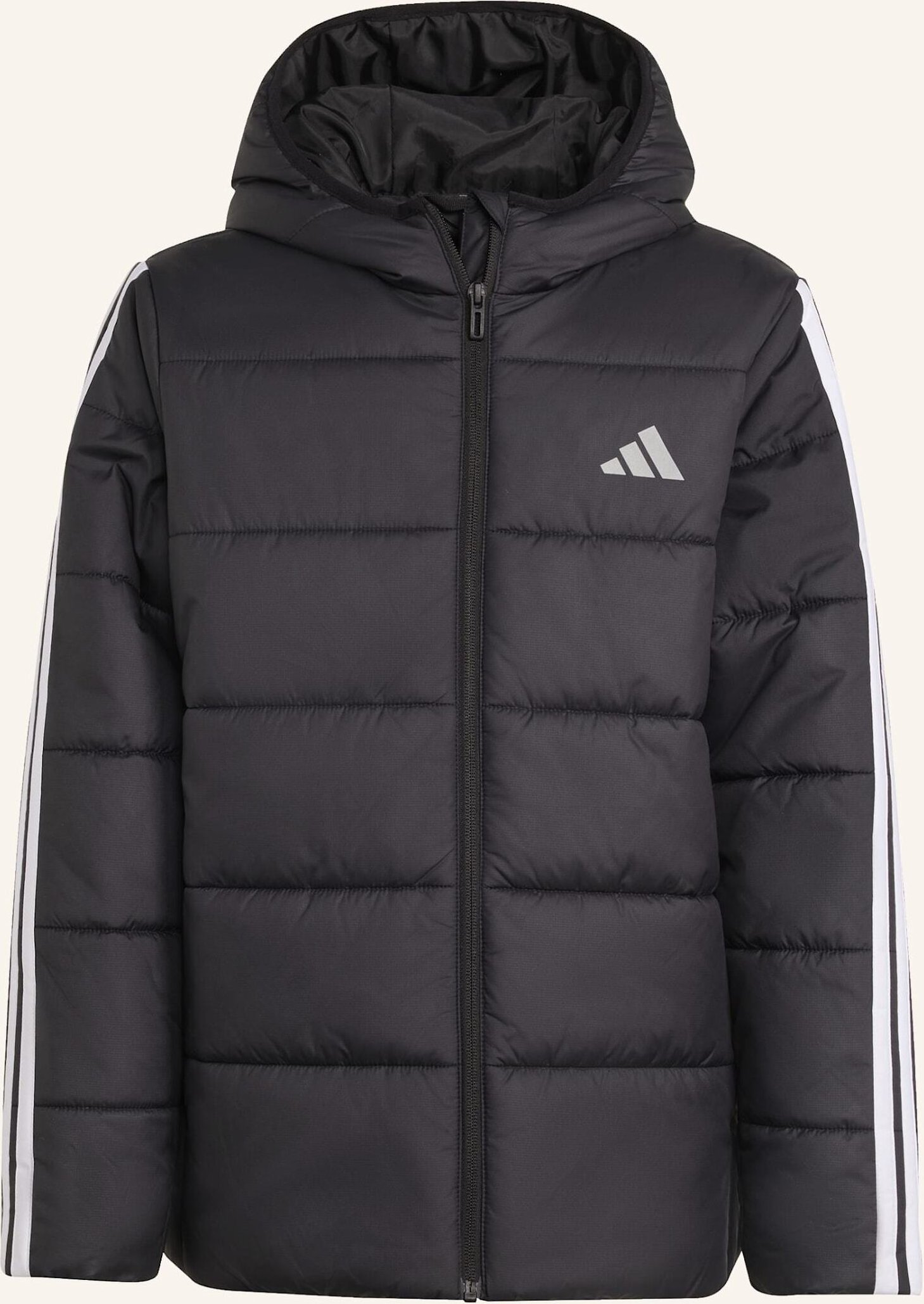 Thumbnail - Adidas Essentials 3-Streifen Gefütterte Kinderjacke schwarz